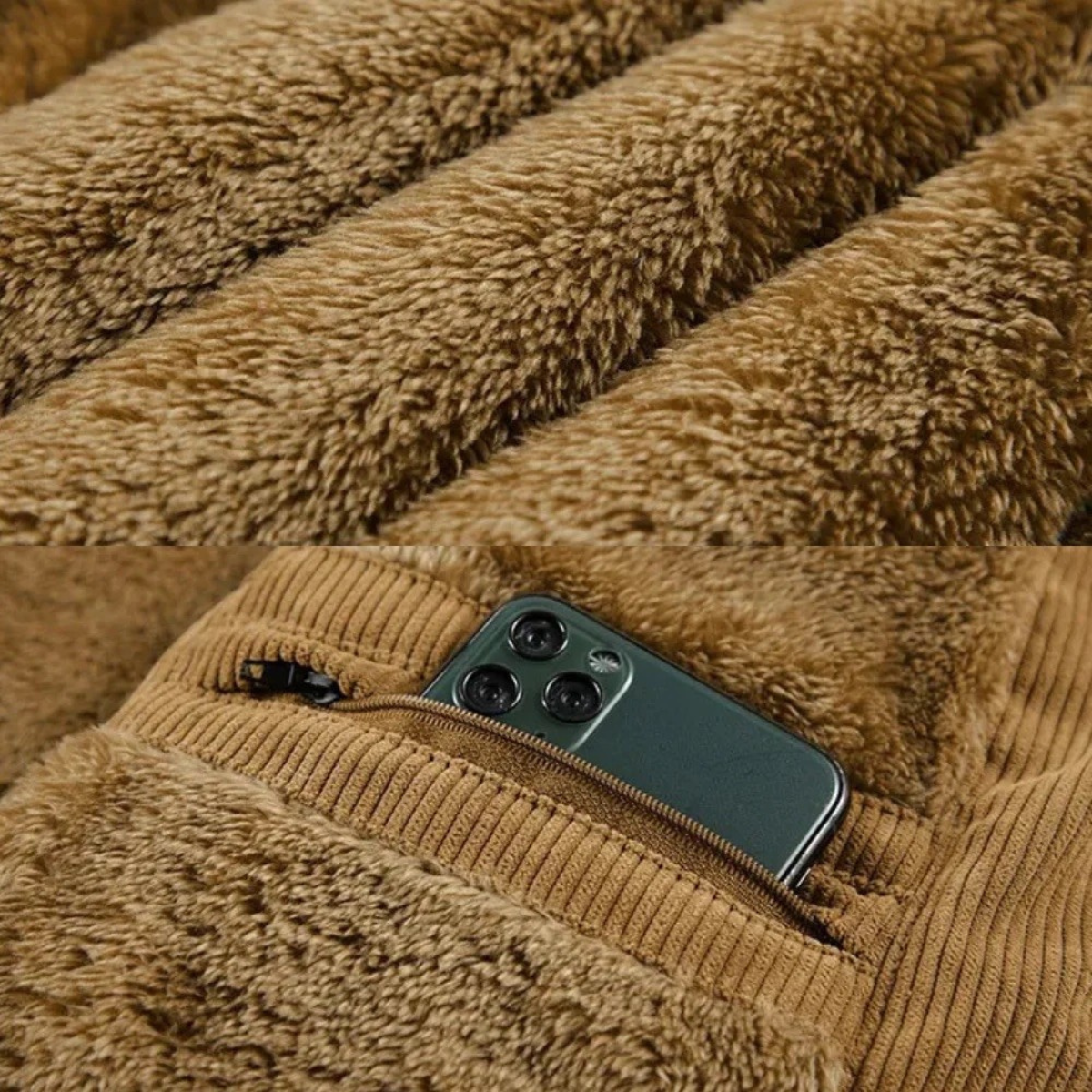 Bram | Men's Corduroy Puffer Vest Tan Sherpa Lined
