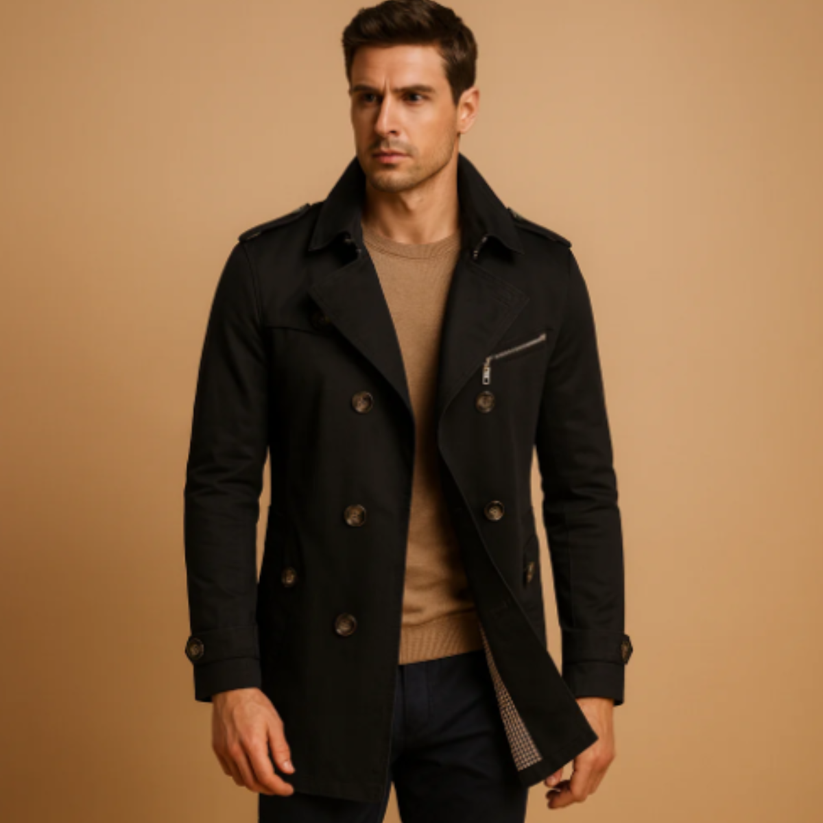 Ash | Men's Smart Casual Double Breasted Blazer Black