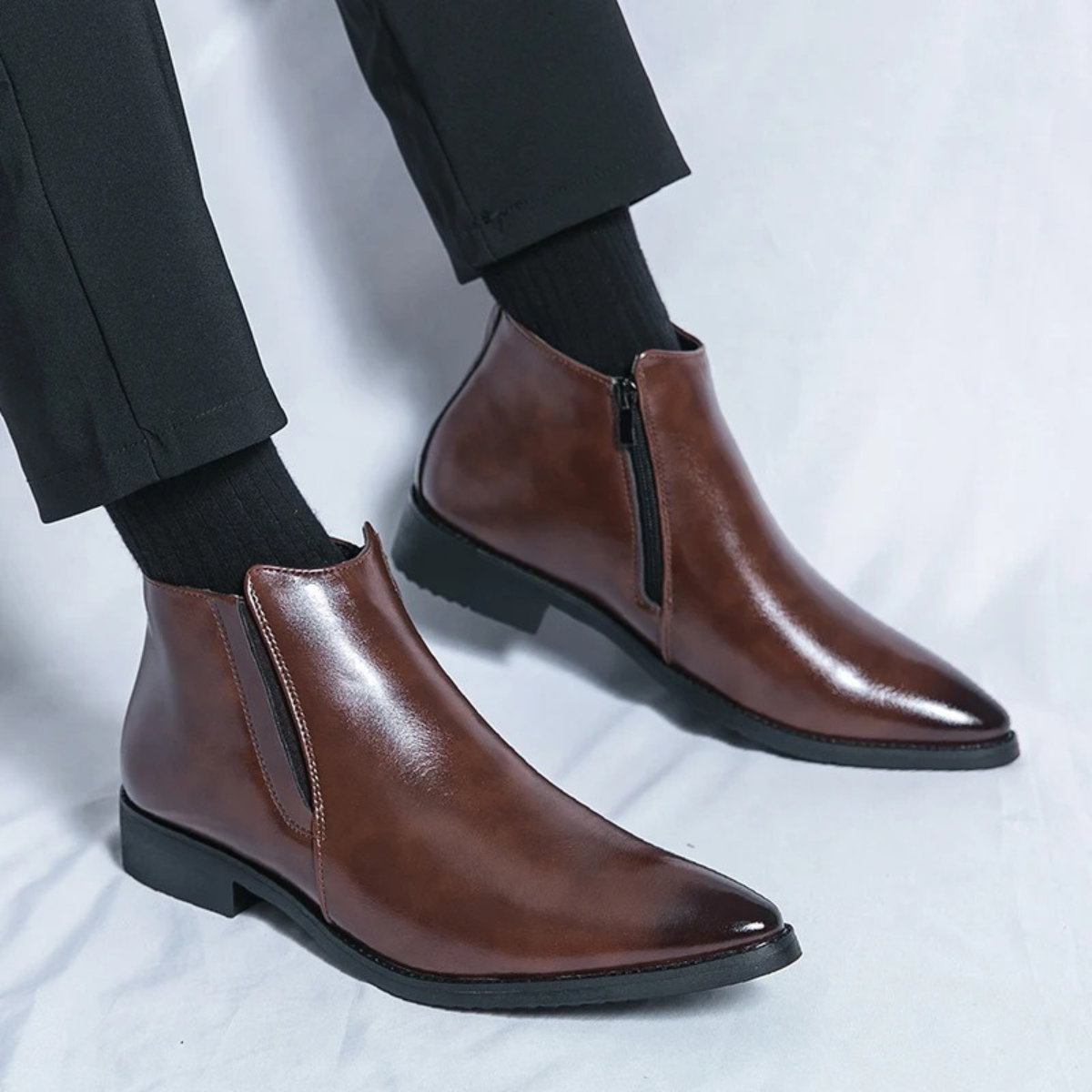 Ash | Men's Black Leather Chelsea Boots Slip On
