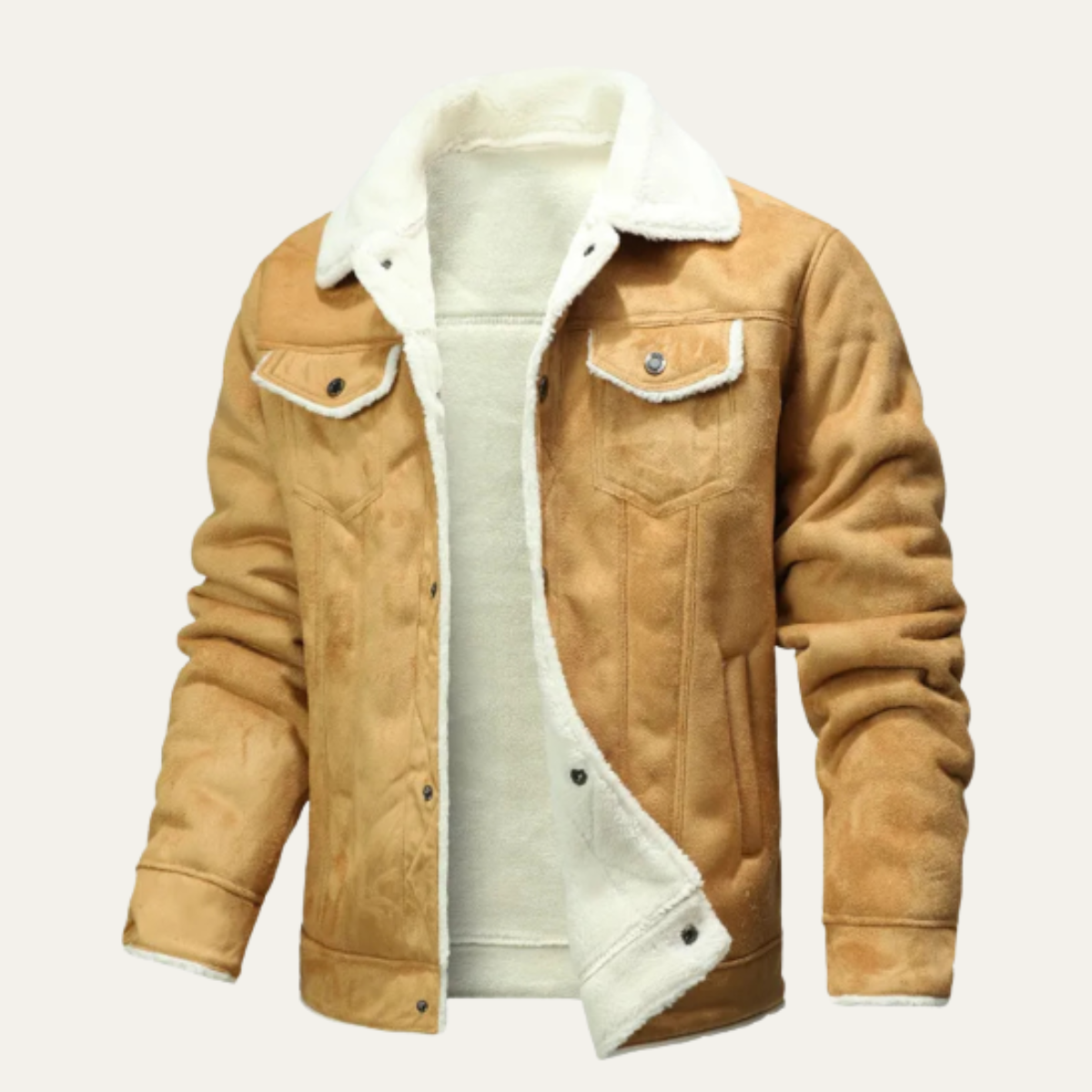 Ezra | Men's Sherpa Lined Denim Jacket Brown Warm