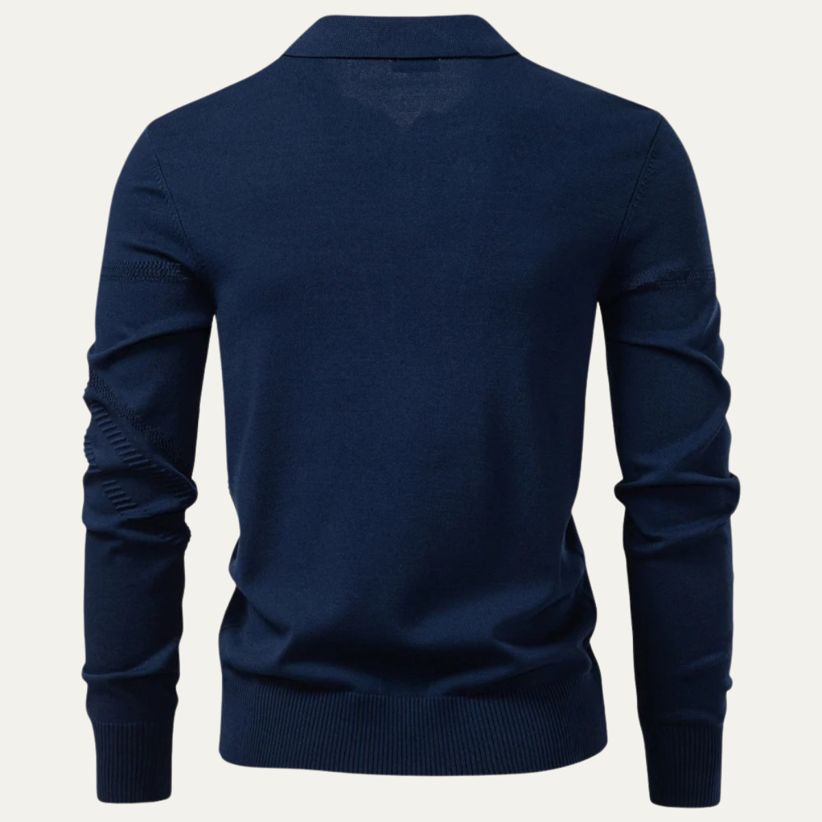 Wade | Men's Lightweight Polo Sweater Gray Geometric Pattern Long Sleeve