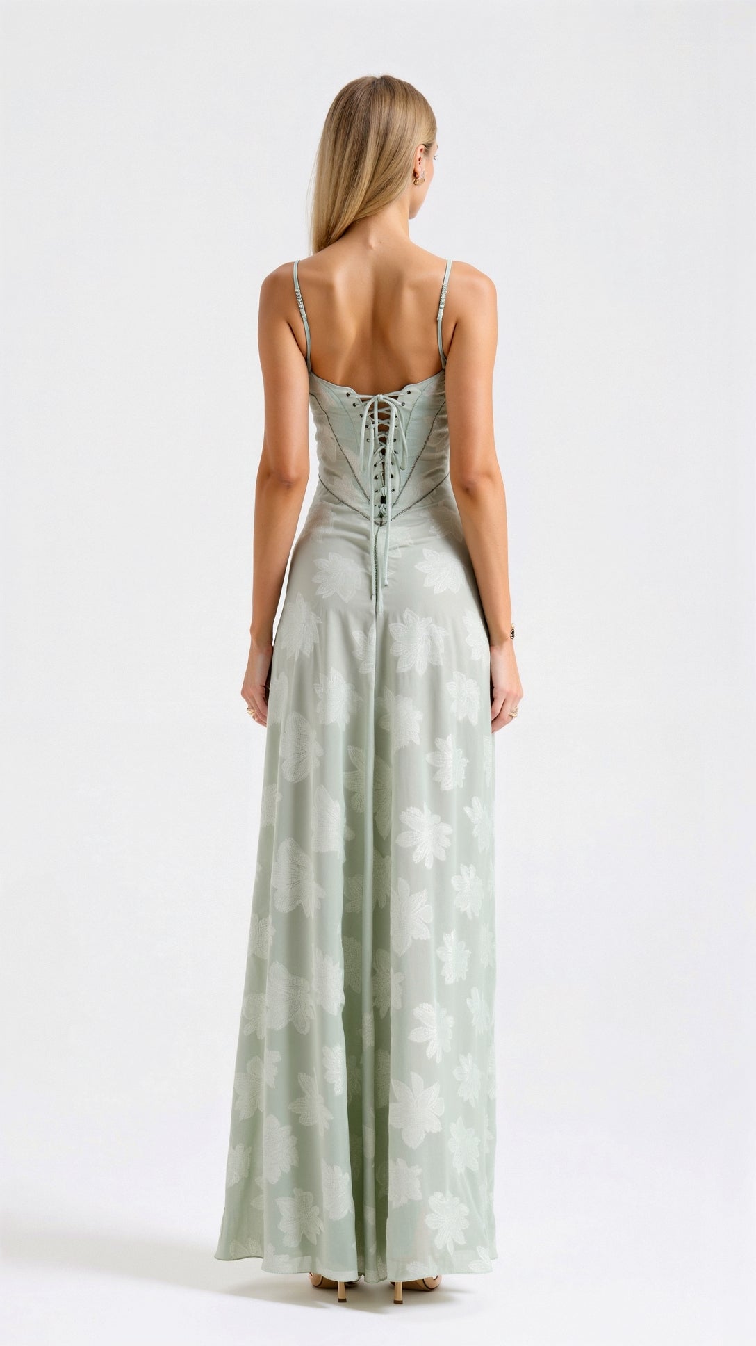 Stella | Women's White Maxi Dress Satin Slip Sweetheart Neckline