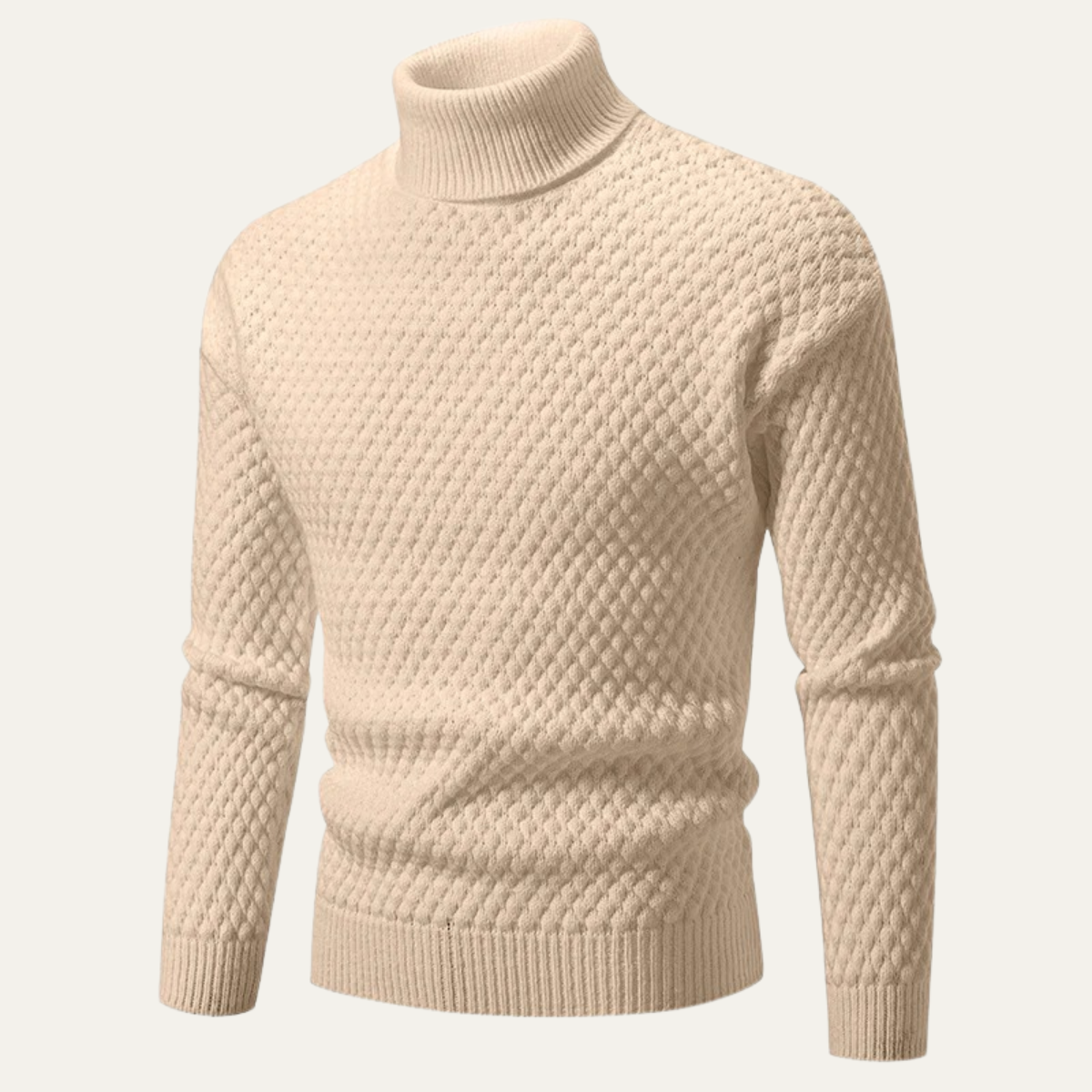 Bram | Men's Turtleneck Cable Knit Sweater Cream