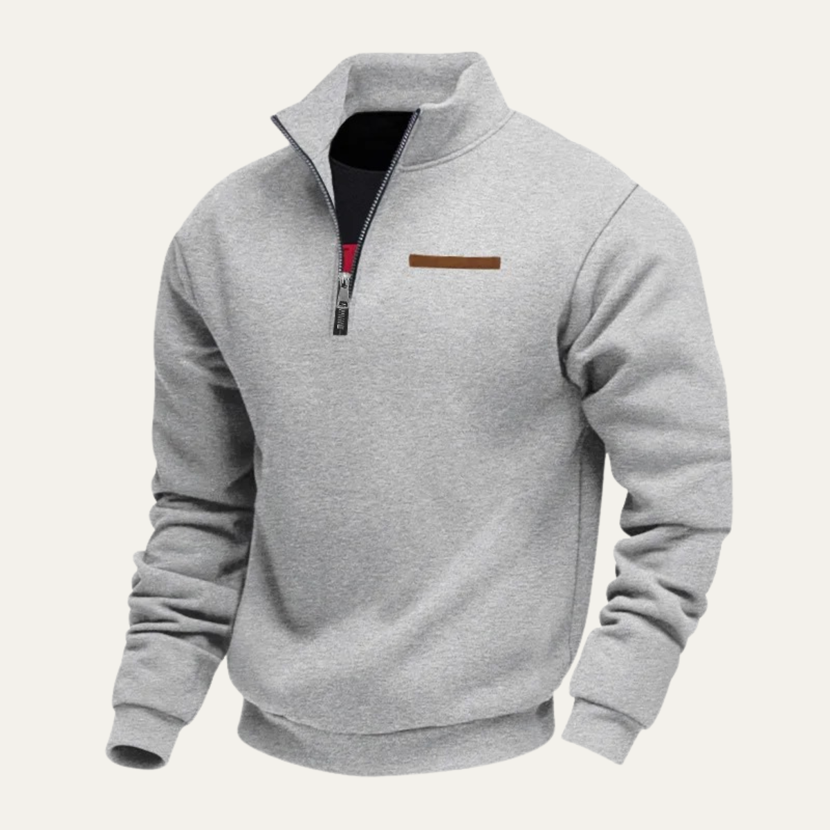 Beau | Men's Quarter Zip Sweatshirt Black Chest Pocket