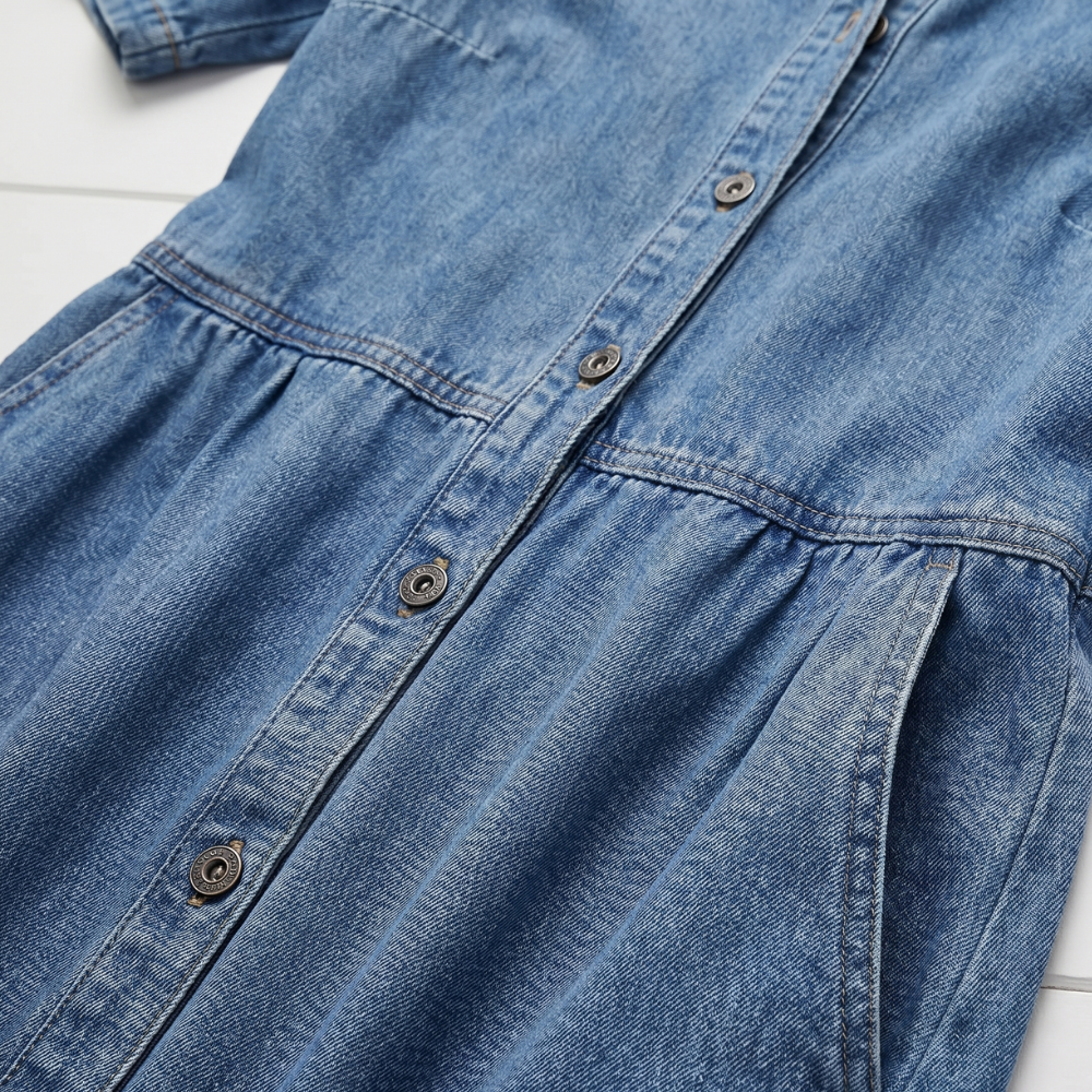 Dama Washington Isla women's denim shirt dress light blue short sleeve - view 6