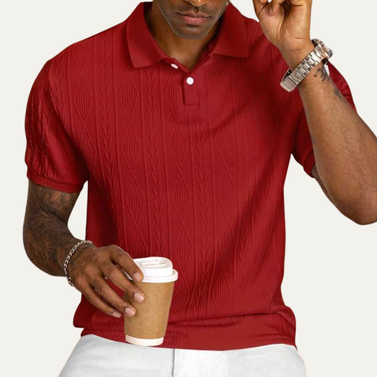 Sage | Men's Textured Polo Shirt Black
