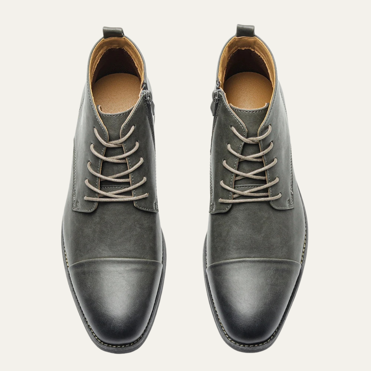 Jude | Men's Leather Ankle Boots Gray Lace Up