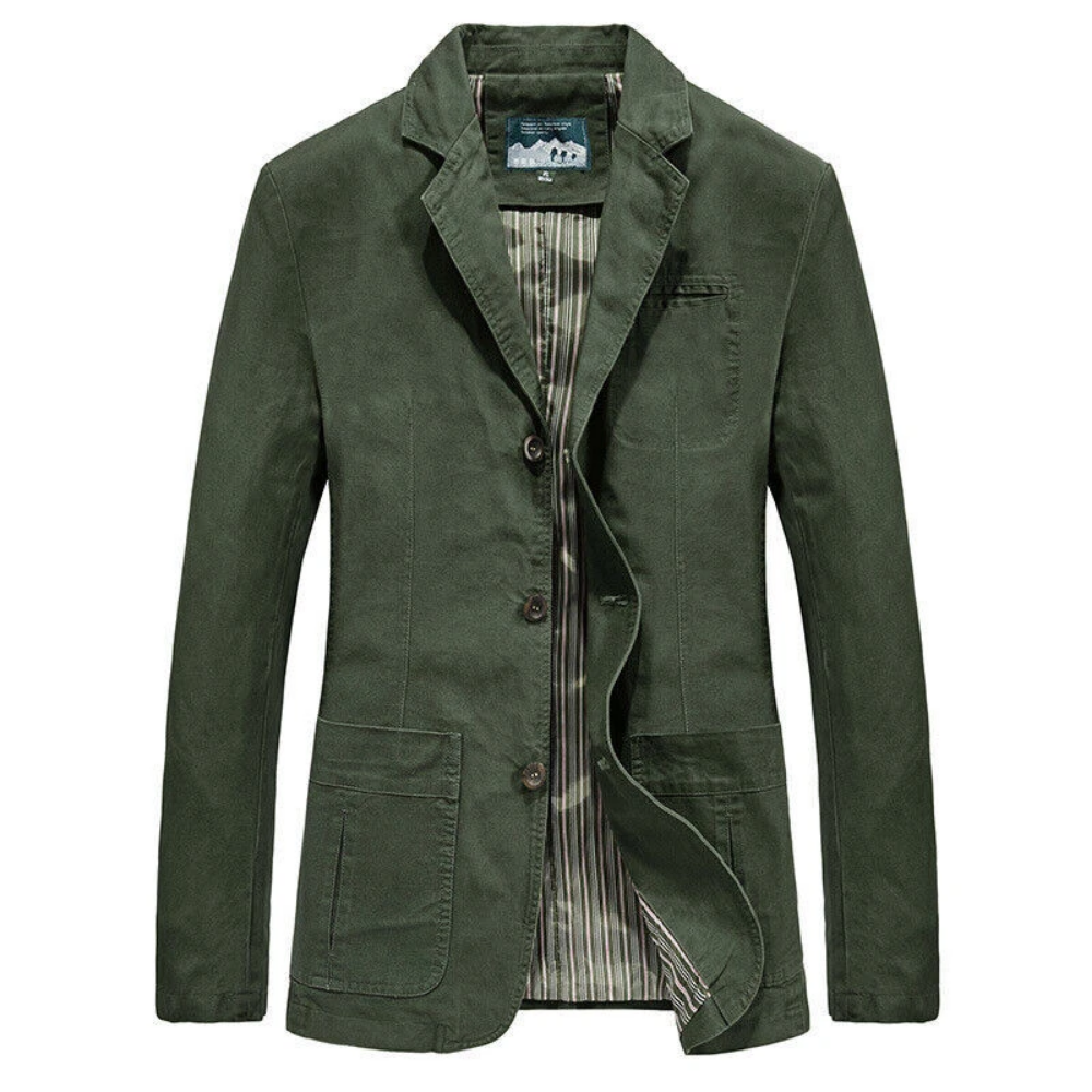 Voss | Men's Casual Lightweight Blazer Beige Cotton