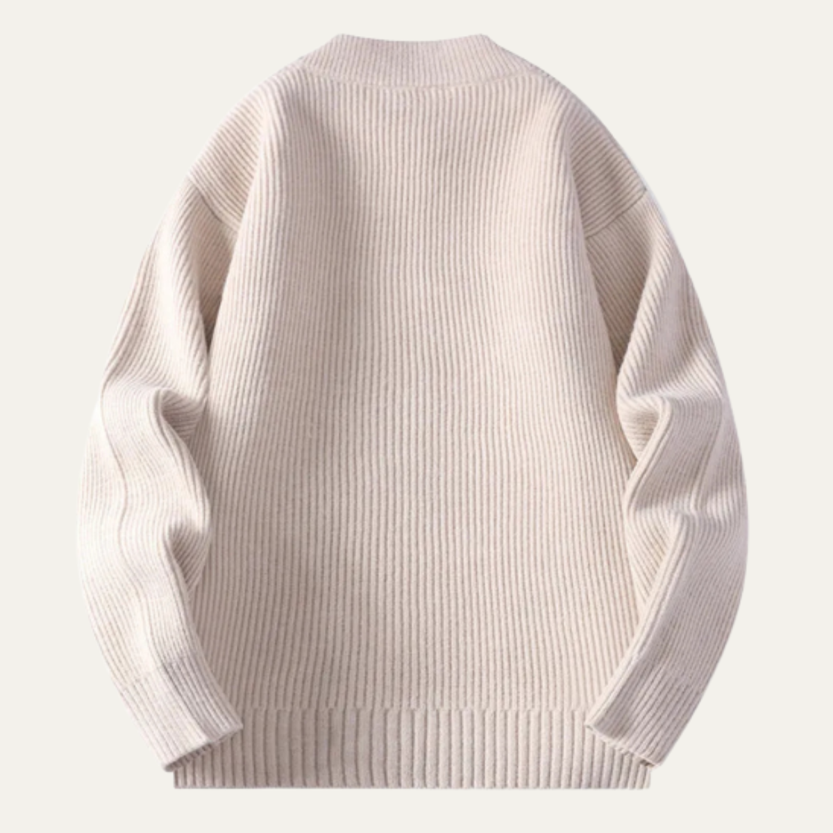 Beau | Men's Casual Ribbed Zip Cardigan Cream