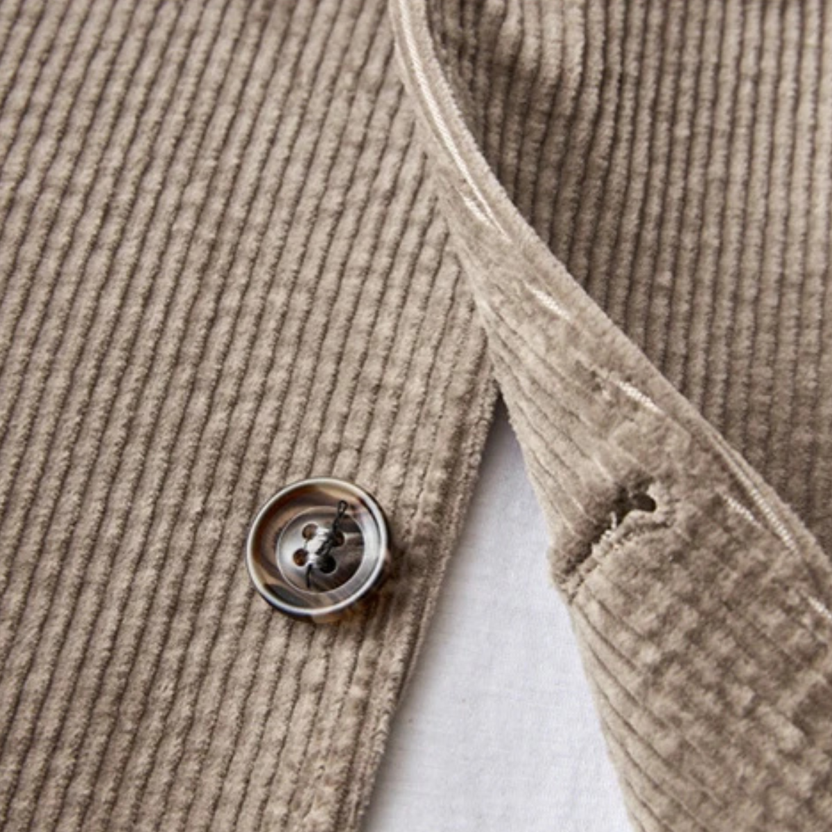 Beau | Men's Casual Corduroy Blazer Cream Single Breasted