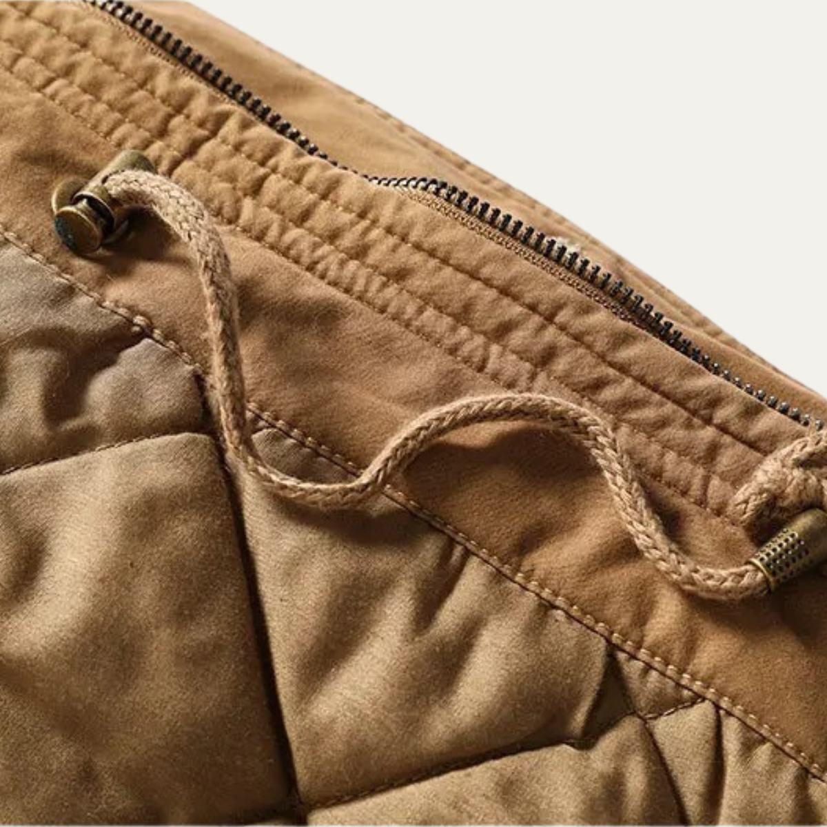 Cole | Men's Puffer Jacket Khaki Hooded Fleece Lined