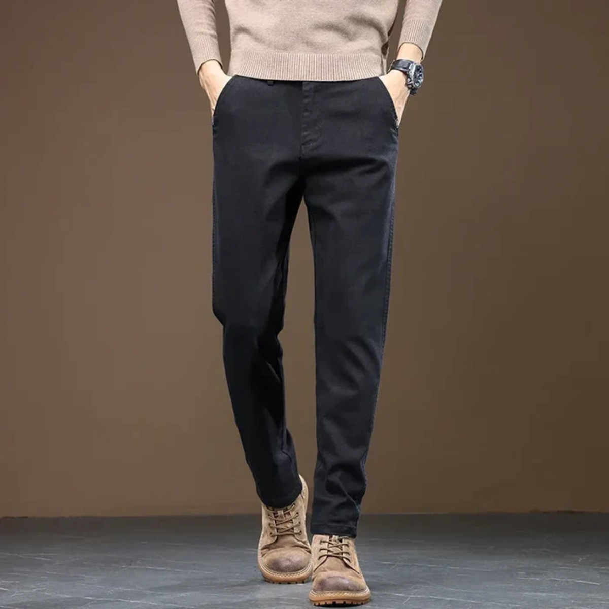 Beau | Men's Straight Leg Chinos Gray Casual Tapered Fit
