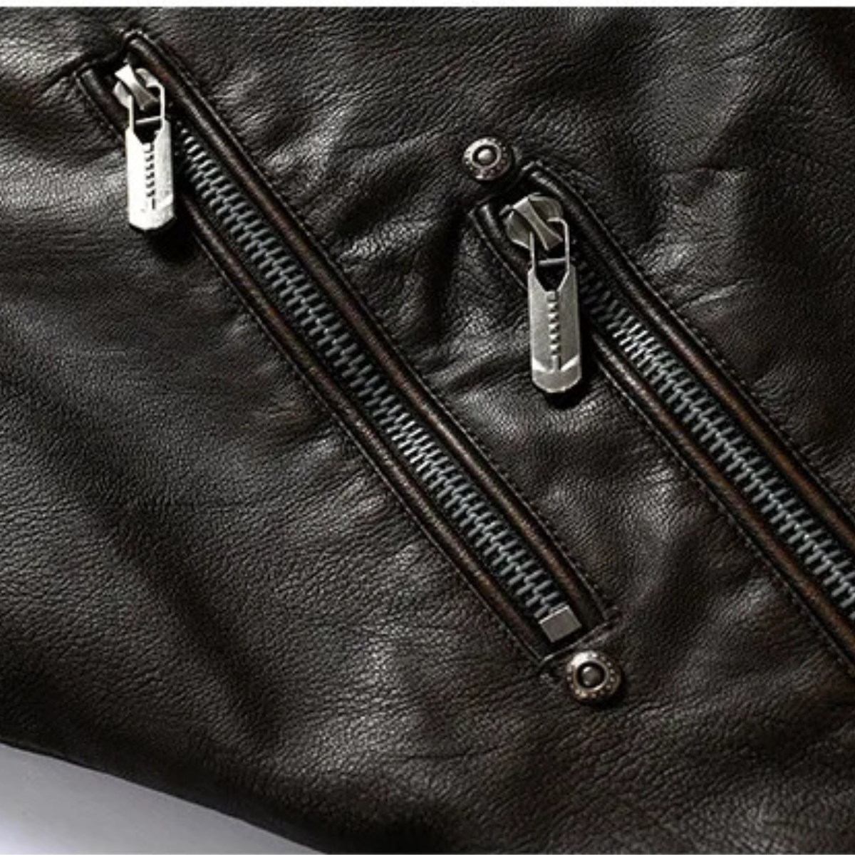 Axel | Men's Leather Jacket Black Quilted Collared