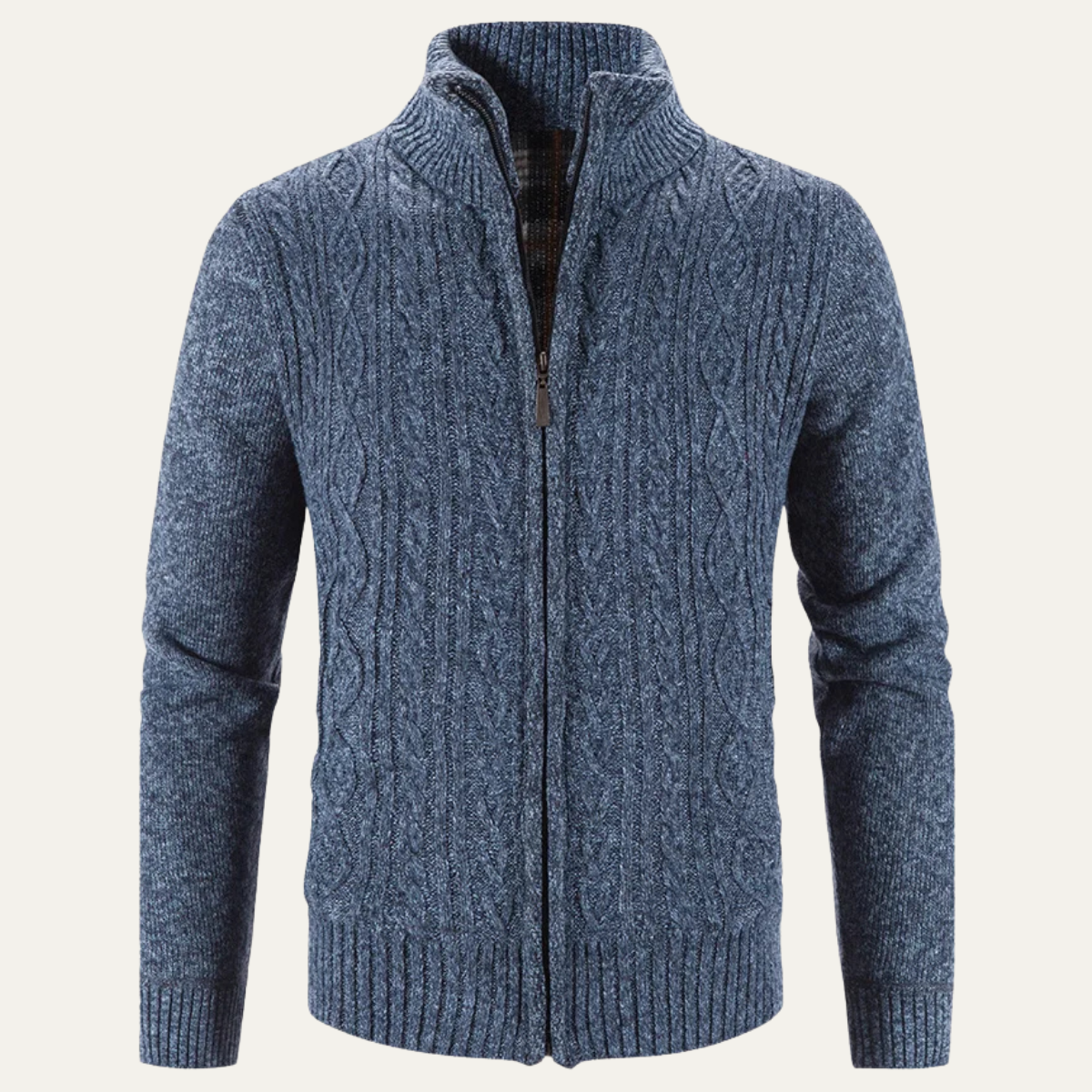 Bram | Men's Cable Knit Cardigan Gray Zip Up