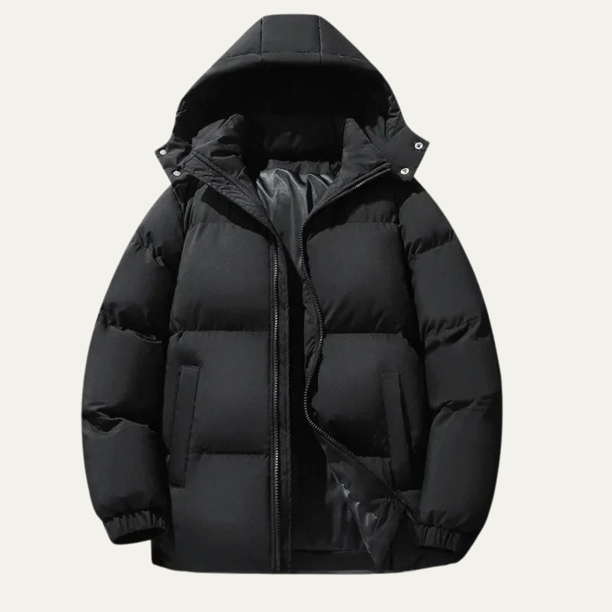 Bram | Men's Puffer Jacket Black Hooded Quilted