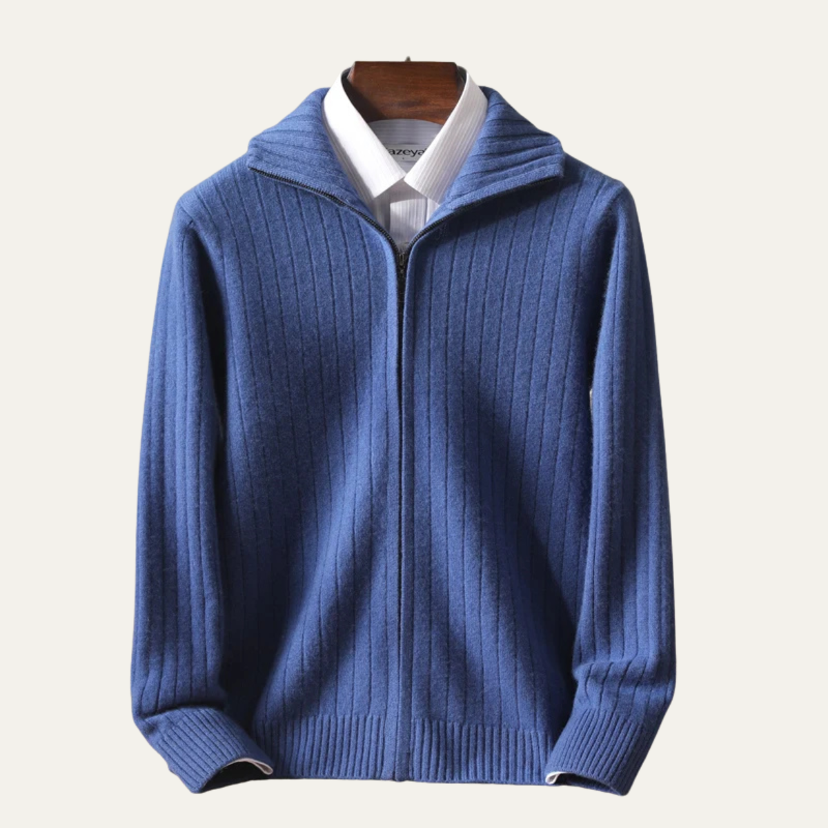 Blake | Men's Ribbed Zip Cardigan Gray Sweater
