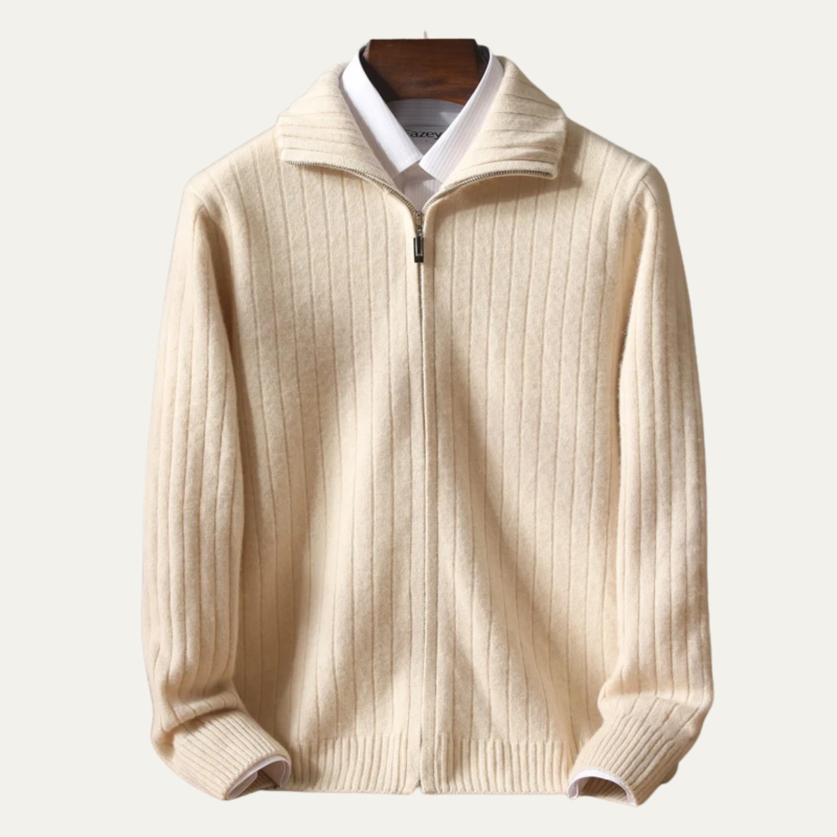 Blake | Men's Ribbed Zip Cardigan Gray Sweater