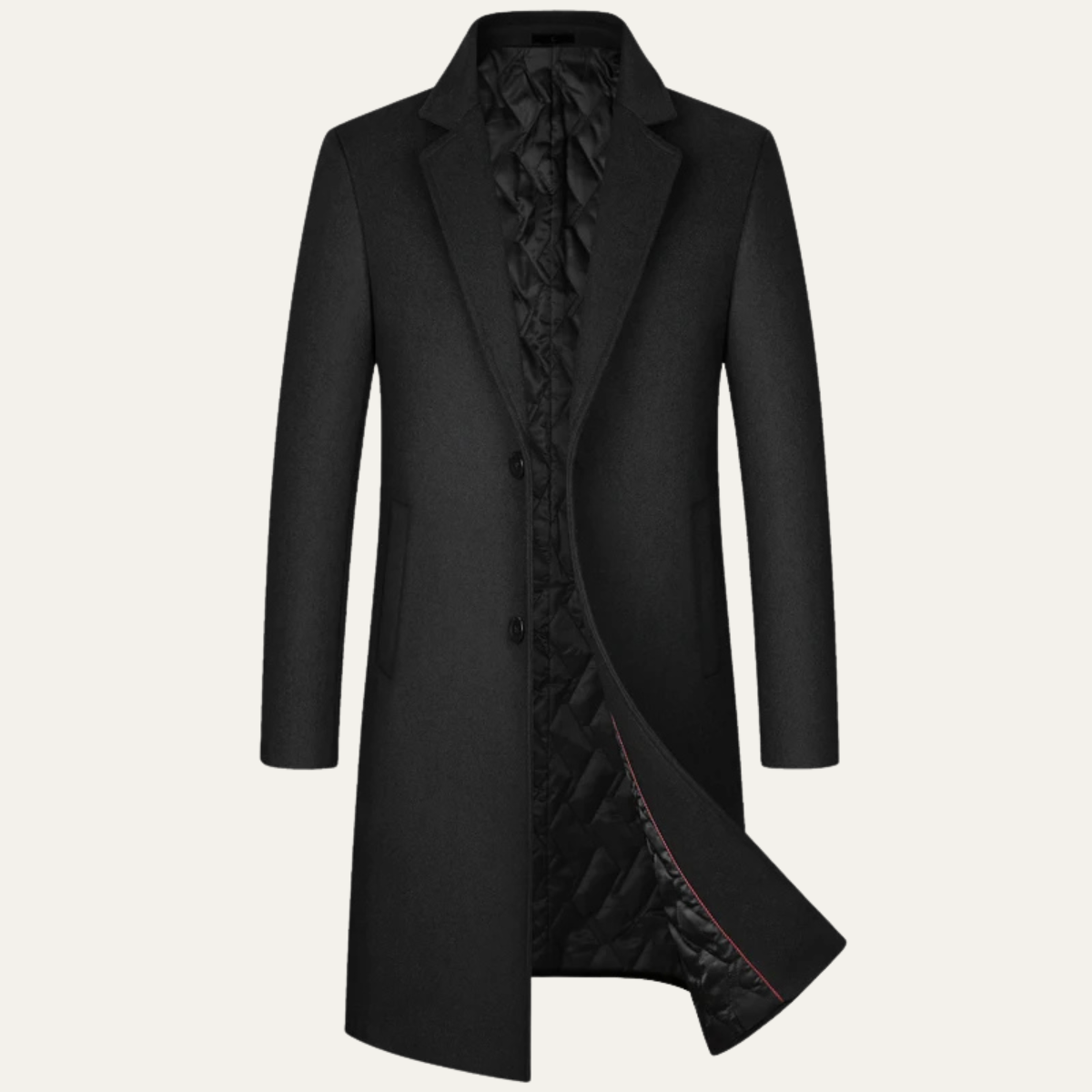 Rowan | Men's Wool Overcoat Black Long Formal Coat
