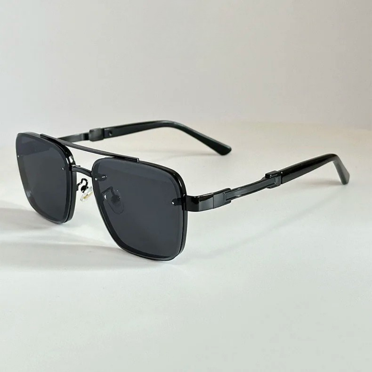 Dama Washington Cannes men's retro uv square sunglasses black - front view