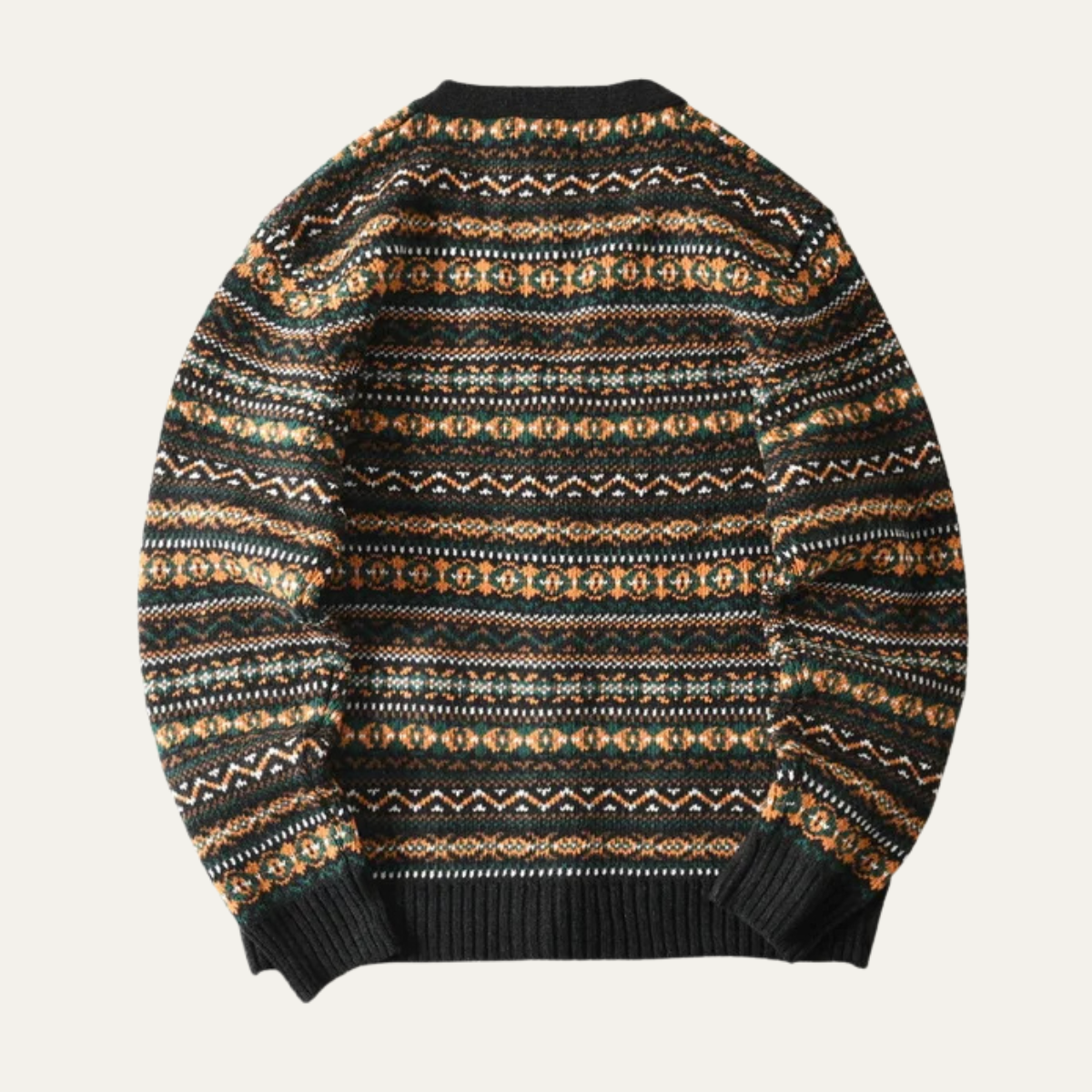 Bram | Men's Vintage Argyle Cardigan Black Multi