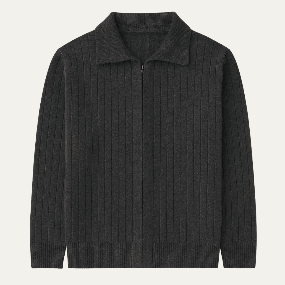 Blake | Men's Ribbed Zip Cardigan Gray Sweater