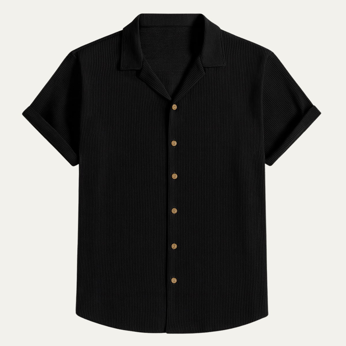 Voss | Men's Casual Ribbed Button Up Shirt Black