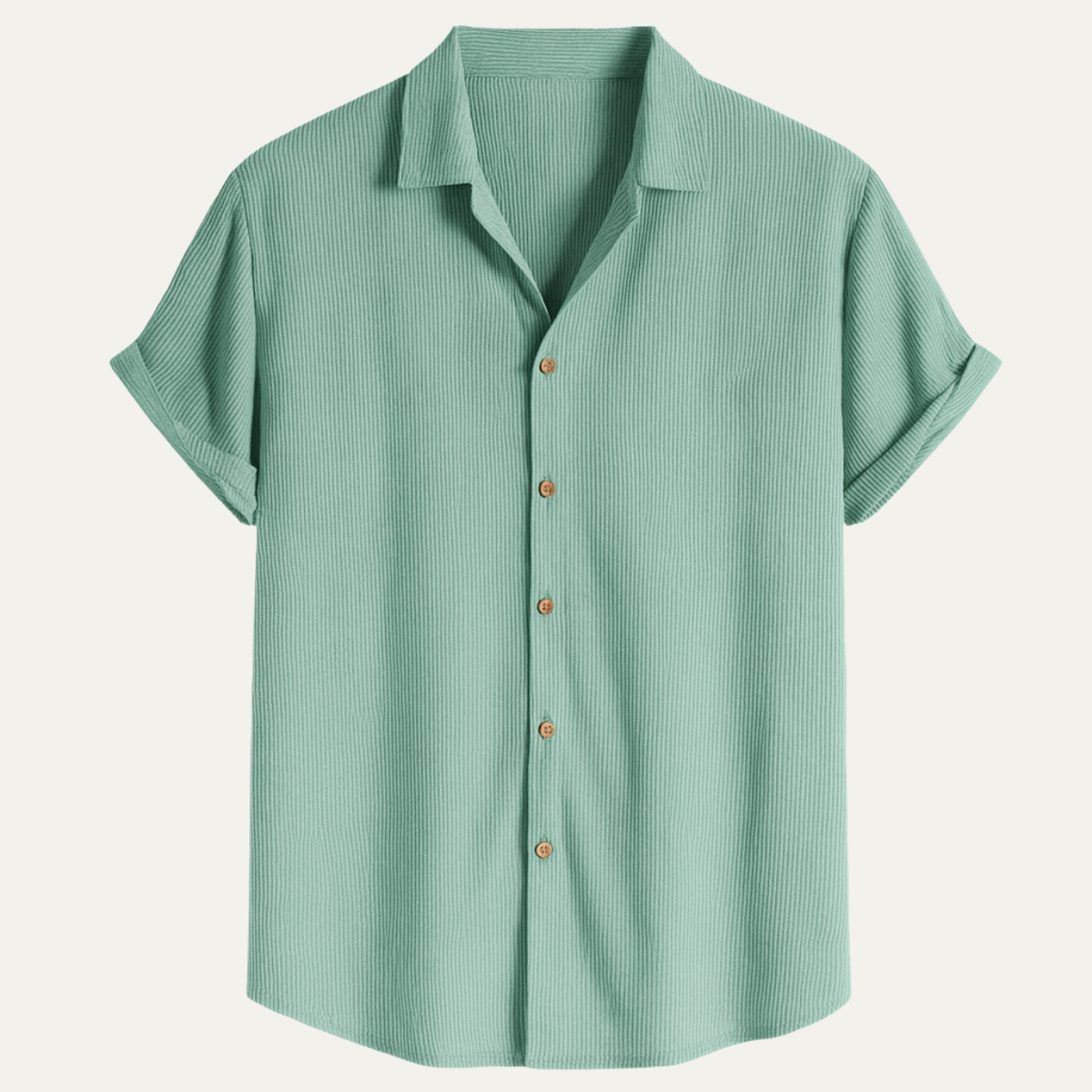 Voss | Men's Casual Ribbed Button Up Shirt Black