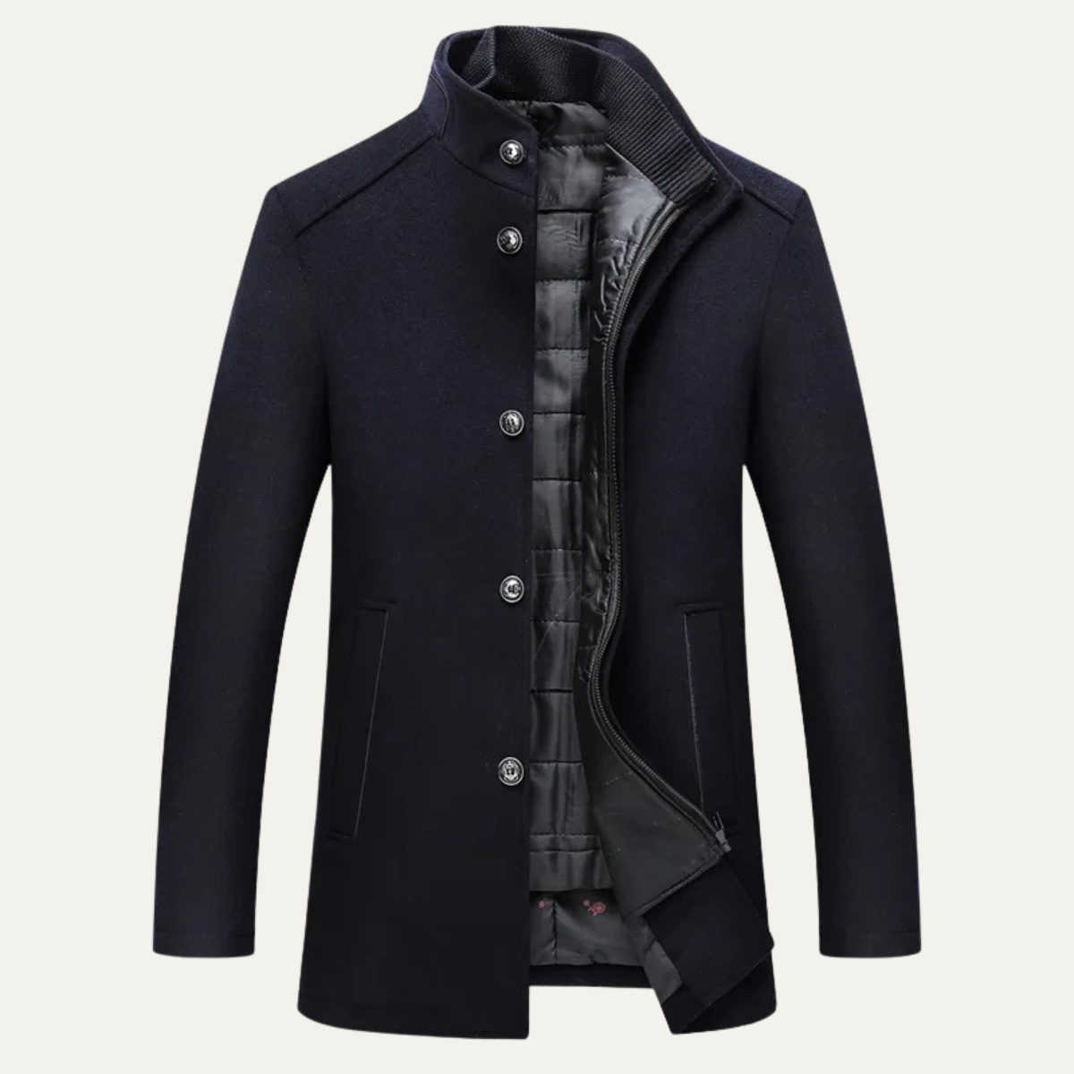 Bram | Men's Wool Blend Overcoat Brown Button Up