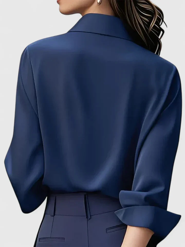 Mia | Women's Button Down Shirt Navy Long Sleeve