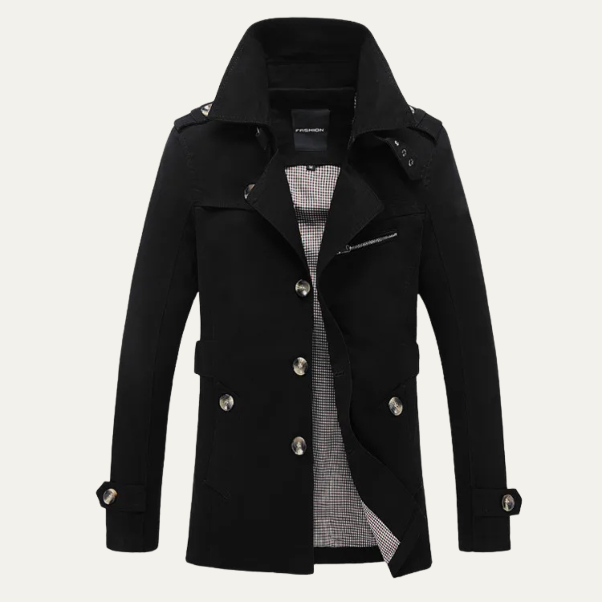Beau | Men's Classic Double Breasted Trench Coat Cream