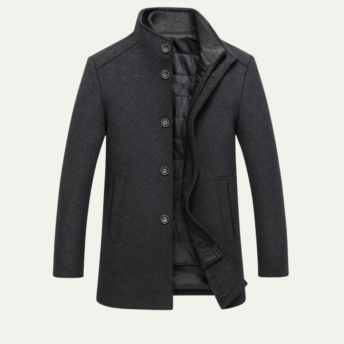 Bram | Men's Wool Blend Overcoat Brown Button Up