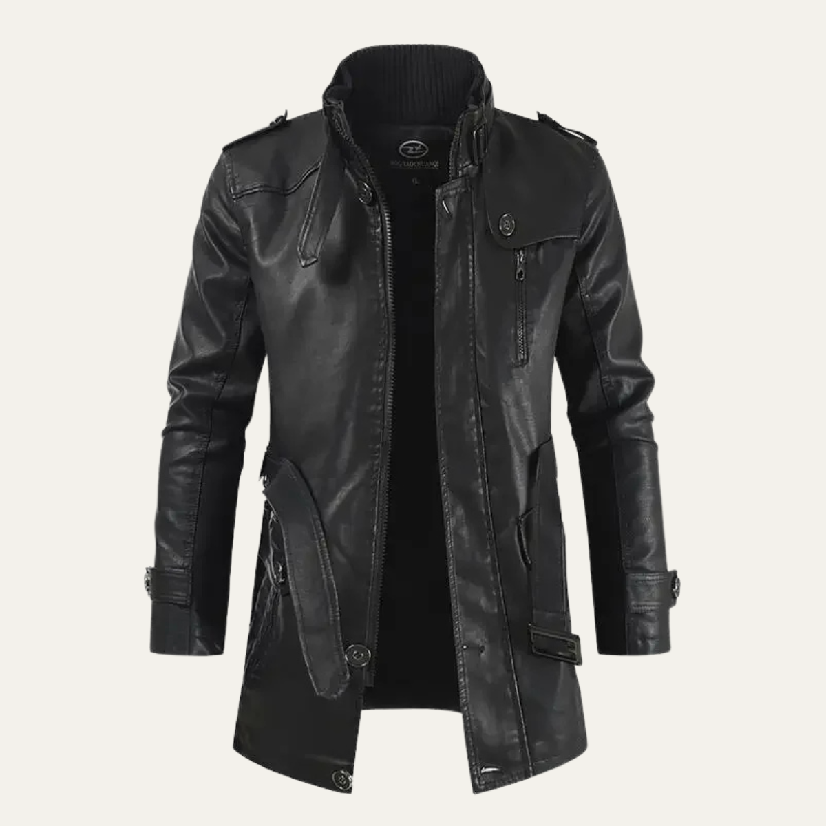 Axel | Men's Leather Jacket Black Fleece Lined Long