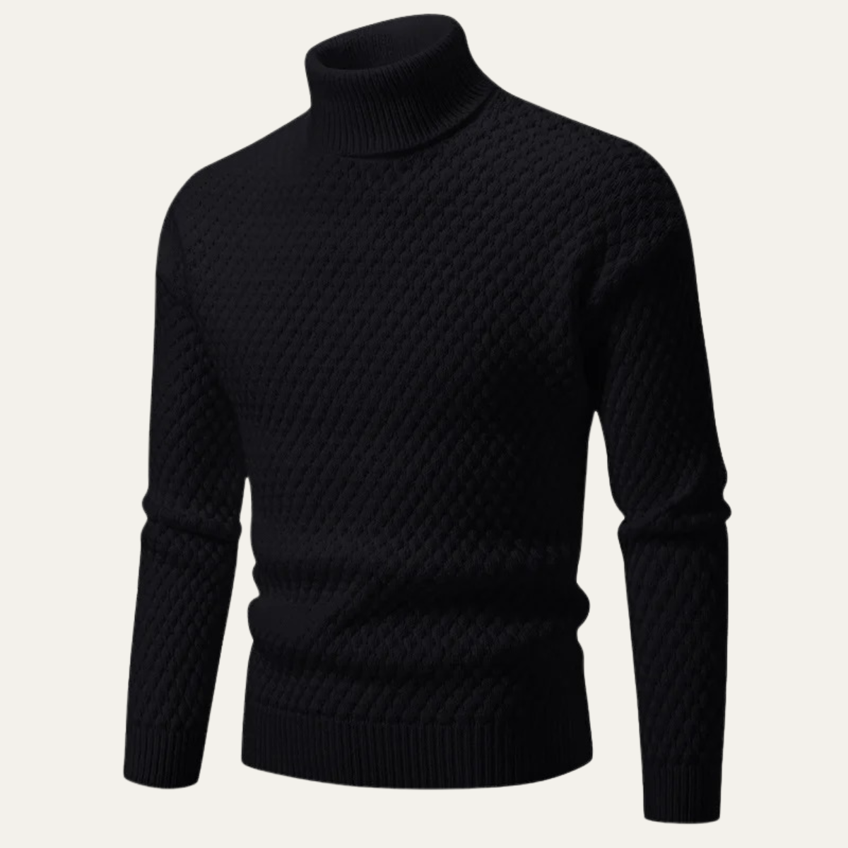Lars | Men's Cable Knit Turtleneck Sweater Cream