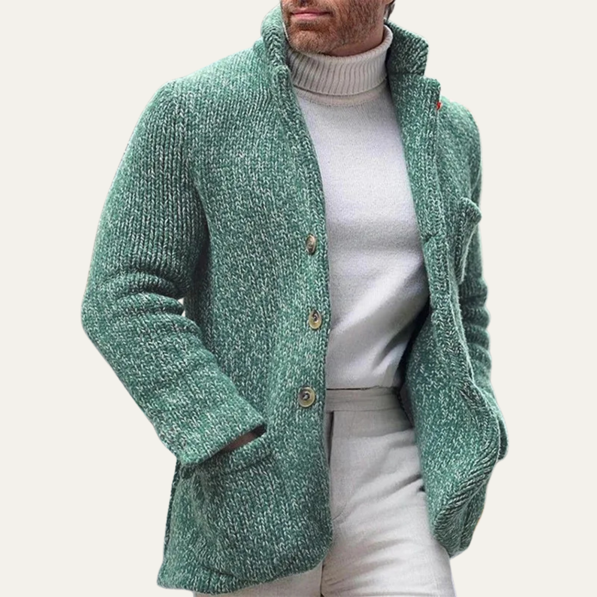 Beau | Men's Smart Casual Cardigan Navy Blue Button Up Knit
