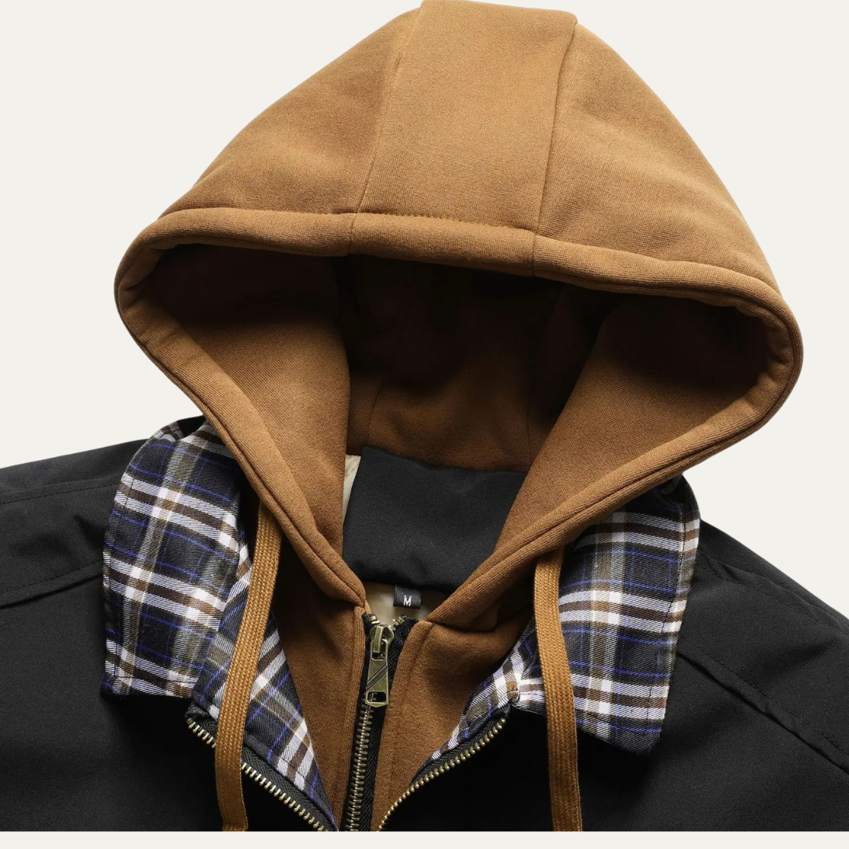Axel | Men's Bomber Jacket Black Camel Hooded Layered