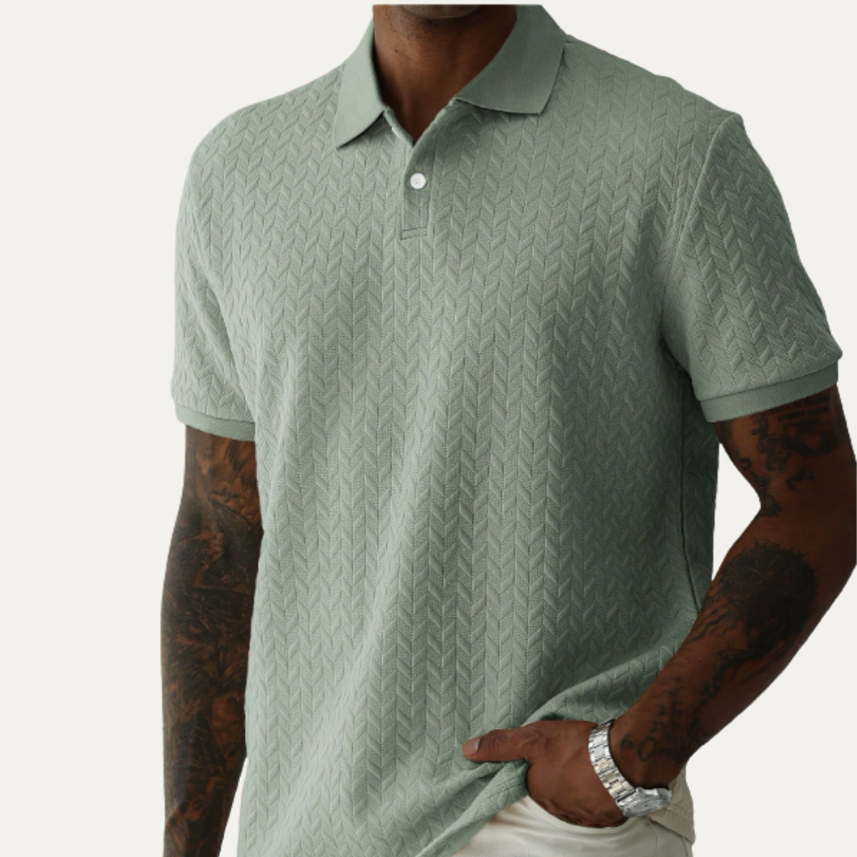 Beau | Men's Henley Shirt White Short Sleeve