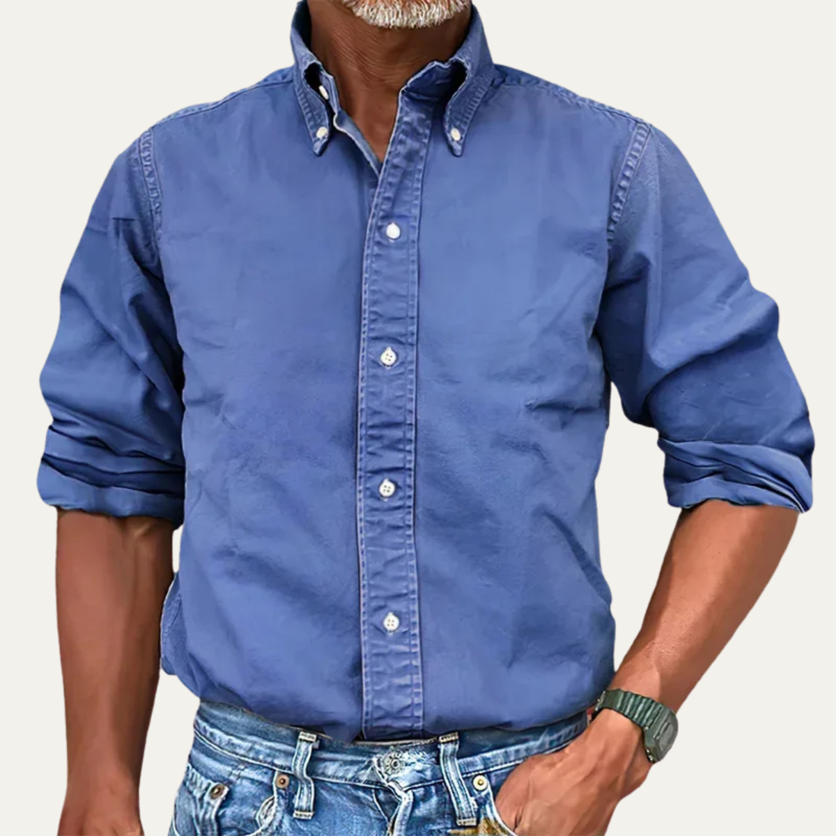Axel | Men's Button Up Shirt Black Long Sleeve Cotton