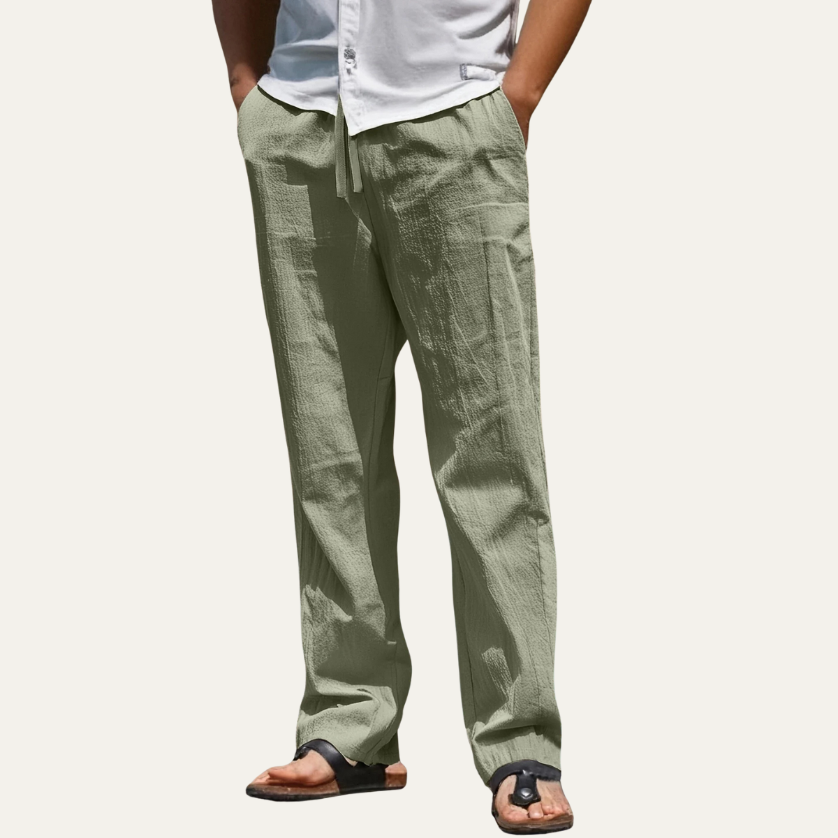 Callum | Men's Linen Pants Sage Green Relaxed Fit