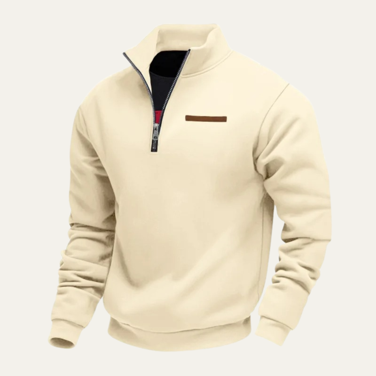 Beau | Men's Quarter Zip Sweatshirt Black Chest Pocket