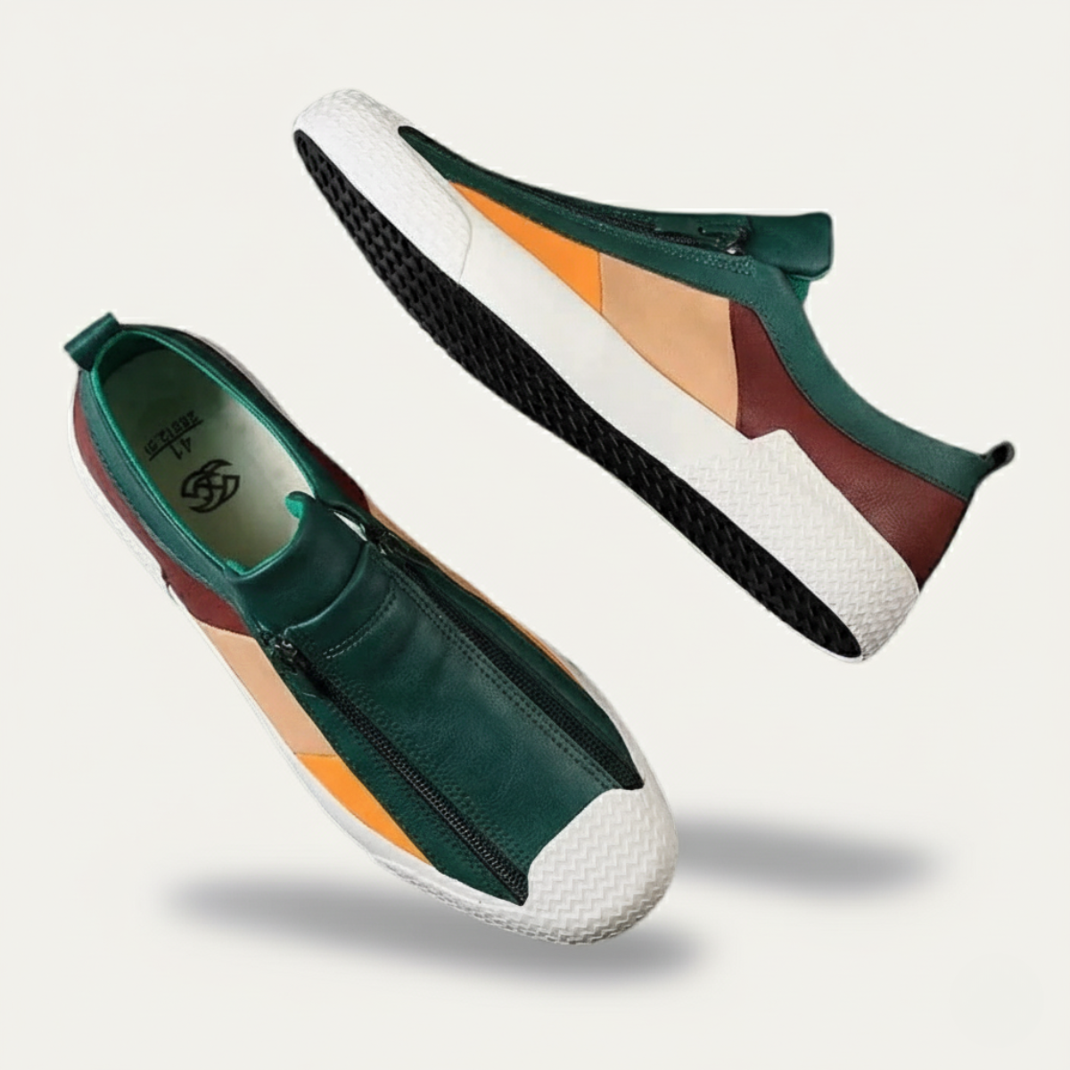 Ash | Men's Colorblock Zip Sneaker Green White Leather