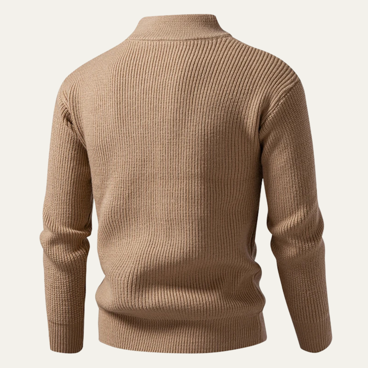 Beau | Men's Cable Knit Quarter Zip Sweater Cream