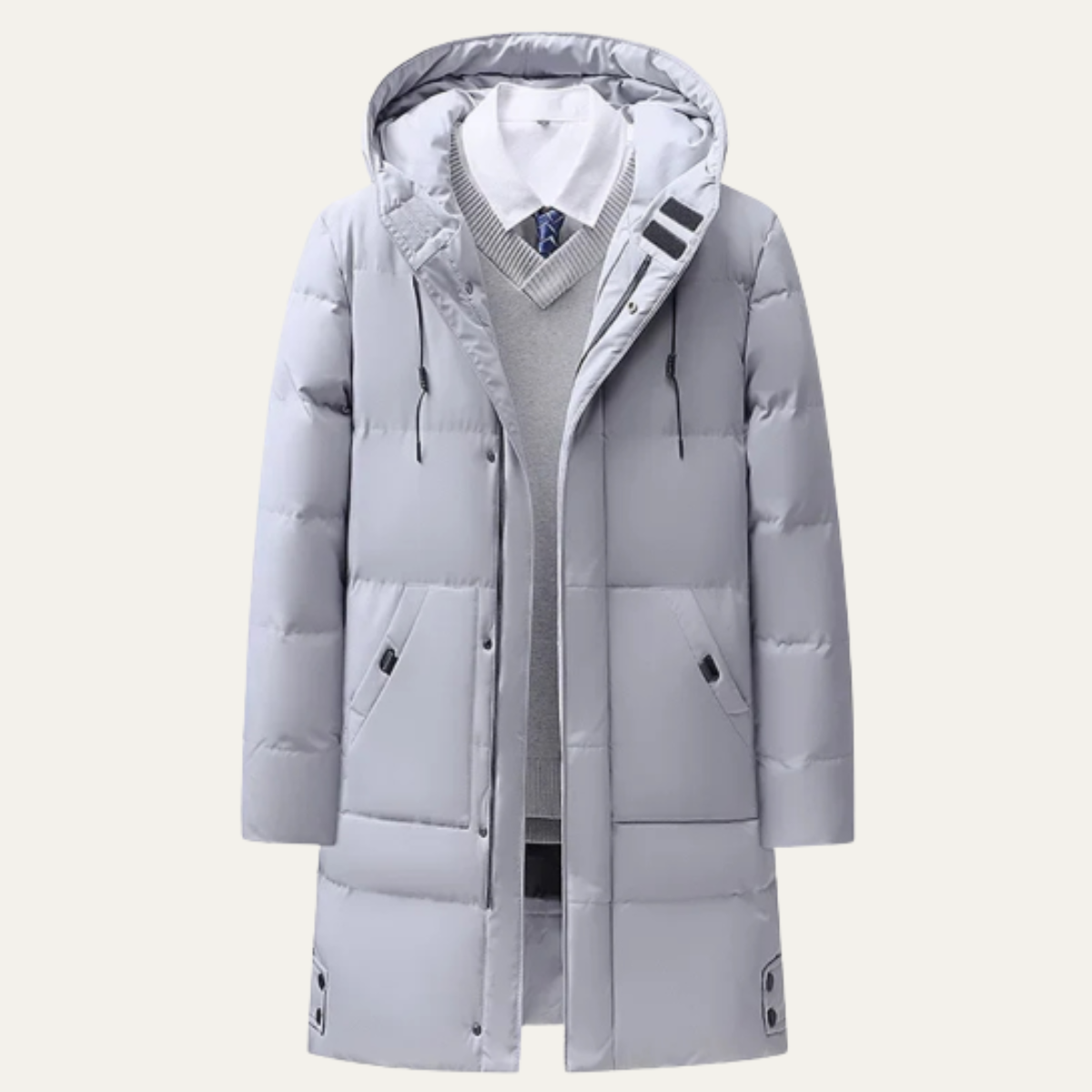 Hugo | Men's Puffer Jacket Black Long Hooded Quilted