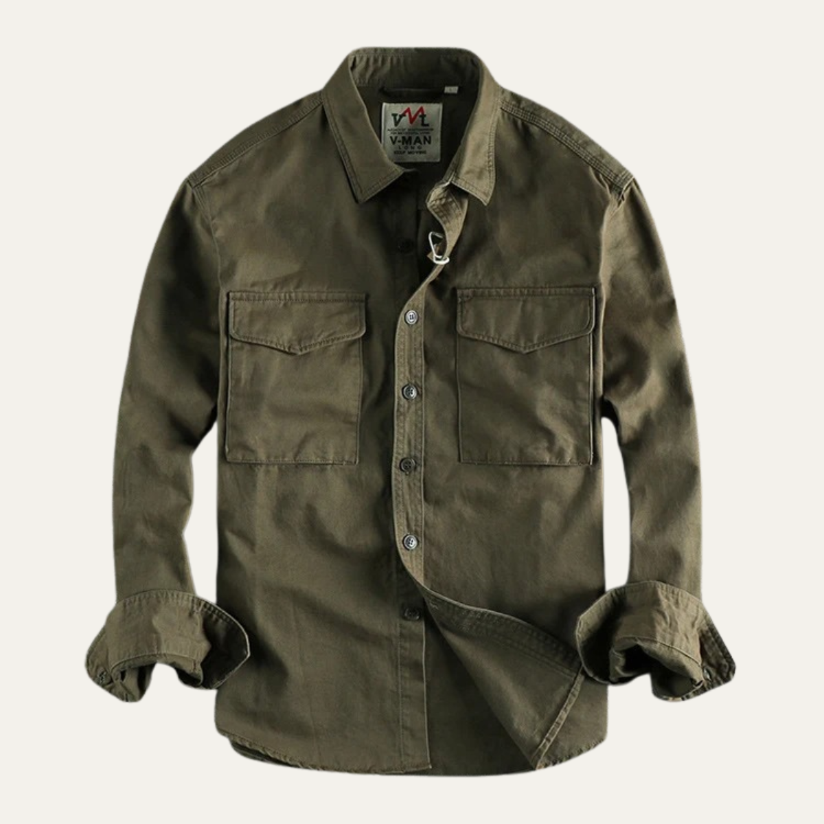 Grant | Men's Utility Denim Shirt Khaki Long Sleeve