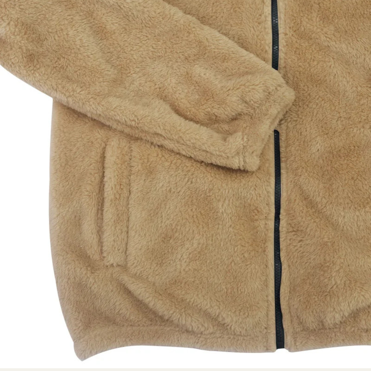 Beau | Men's Sherpa Fleece Jacket Cream Hooded Zip Up