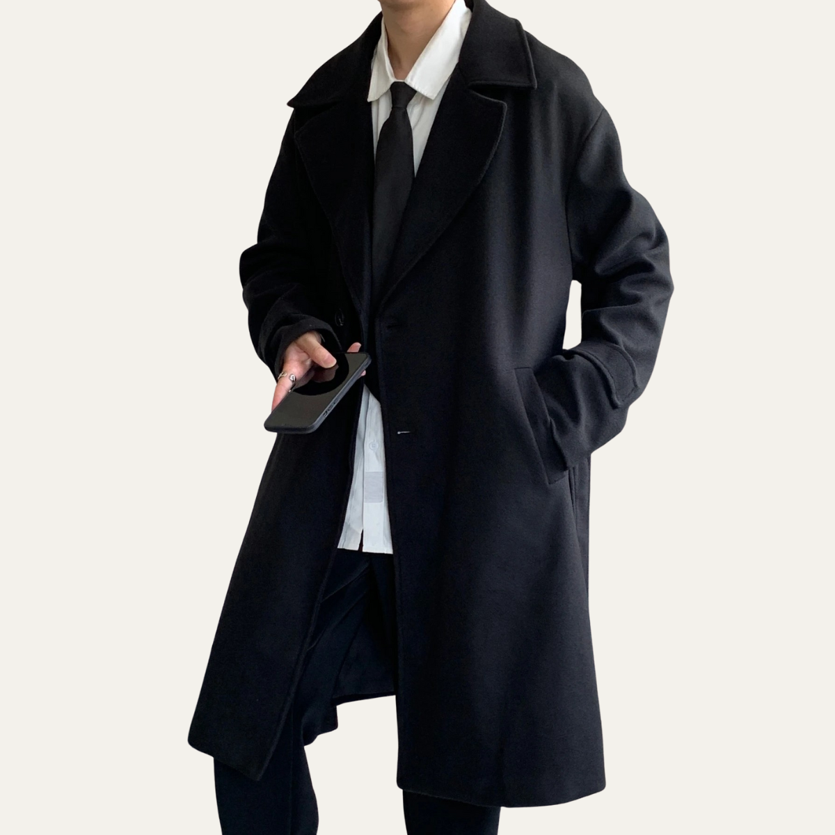 Nash | Men's Wool Overcoat Black Long