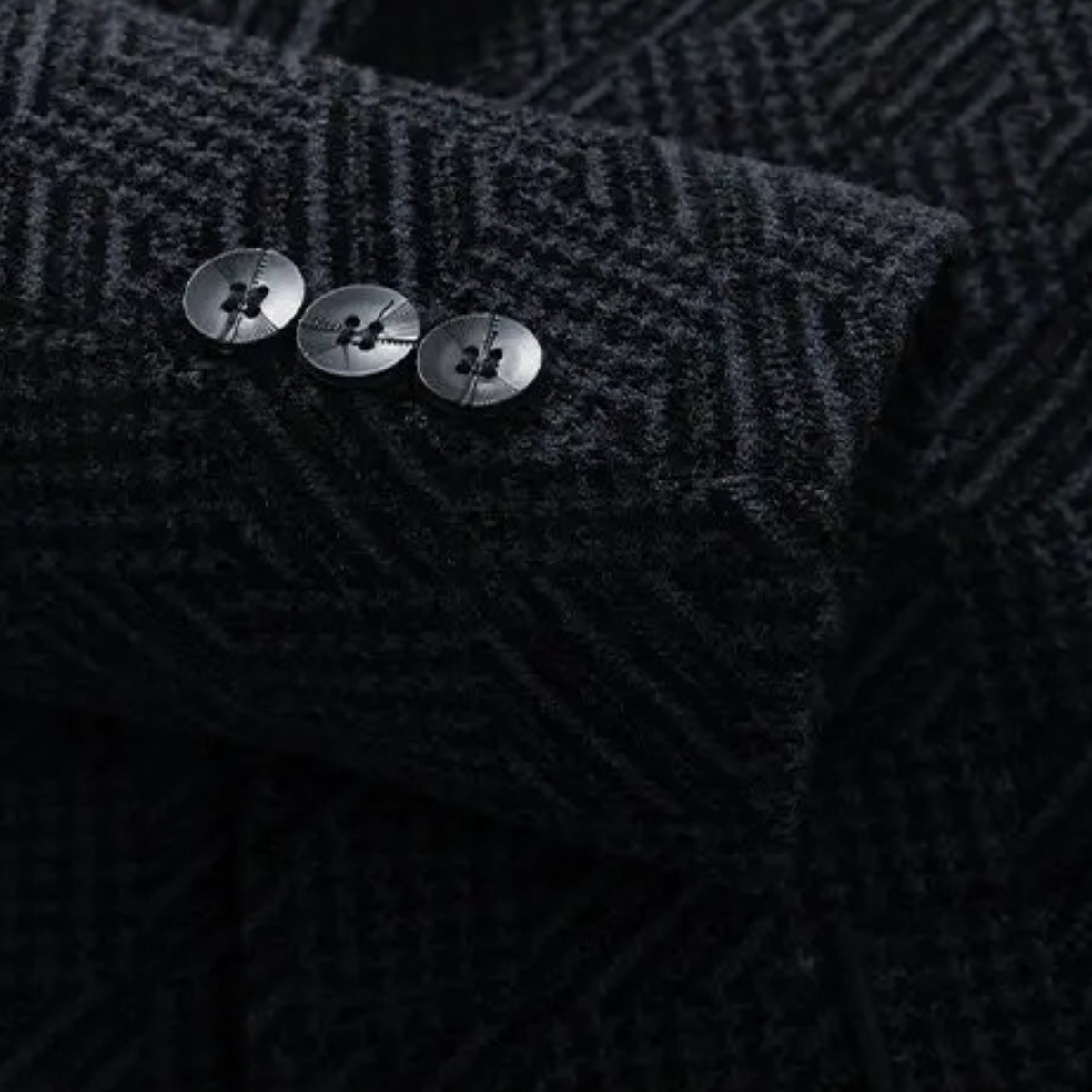 Axel | Men's Houndstooth Blazer Navy With Fur Lining