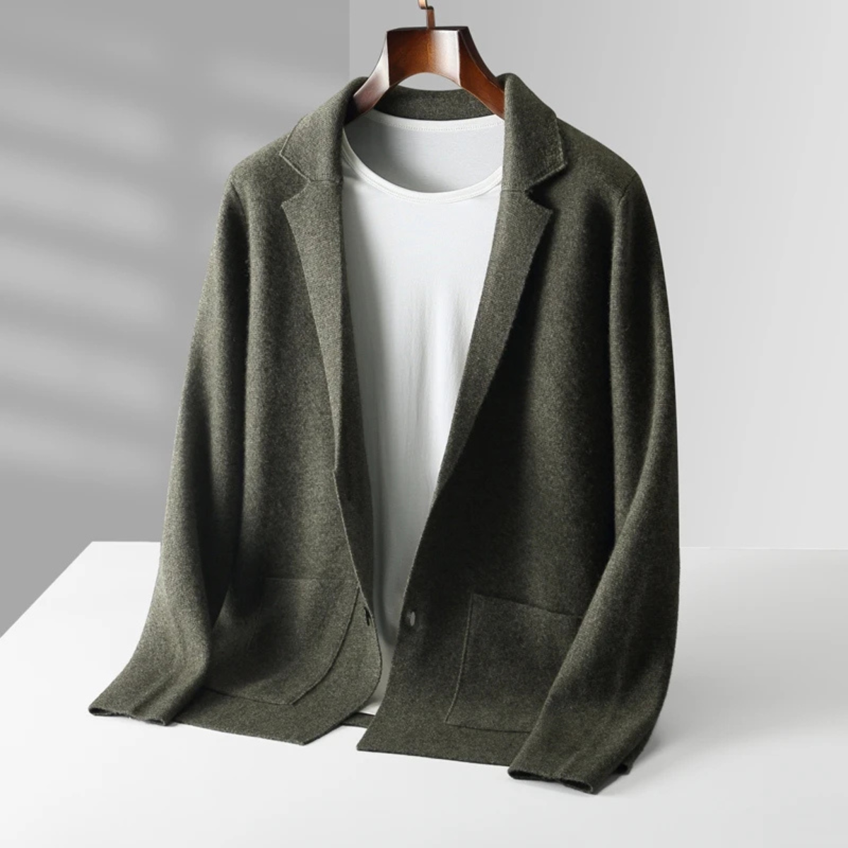 Beau | Men's Casual Wool Cardigan Cream Button Front Pockets