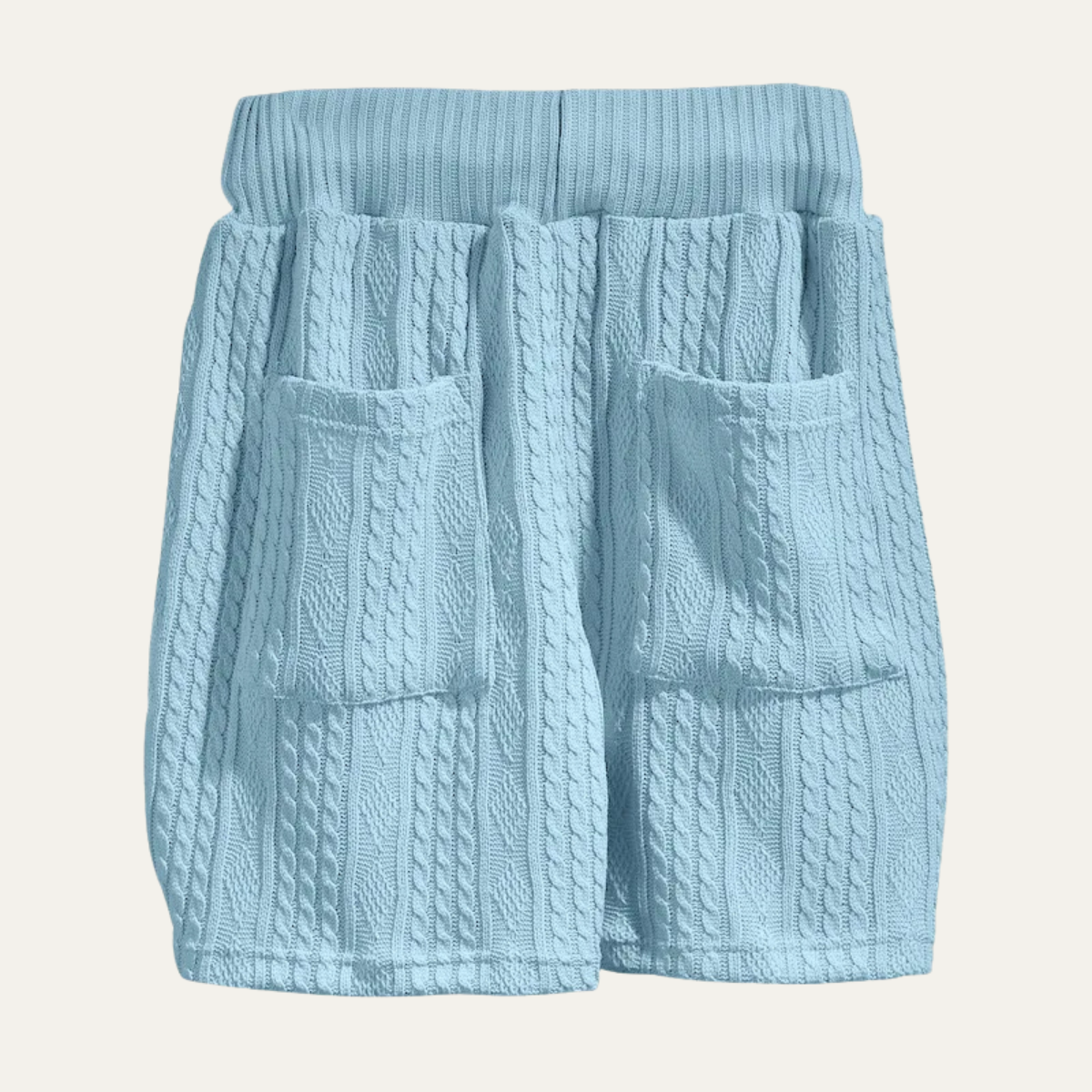 Bram | Men's Lounge Set Light Blue Cable Knit V Neck Shorts