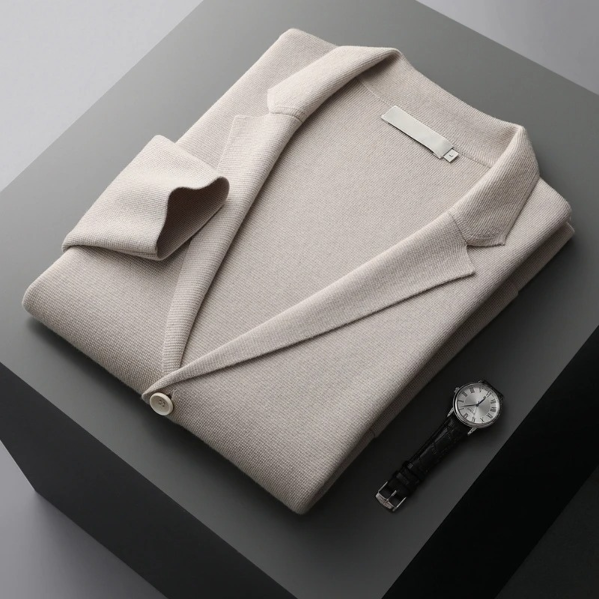Beau | Men's Cream Crew Neck Cardigan Sweater Relaxed Fit