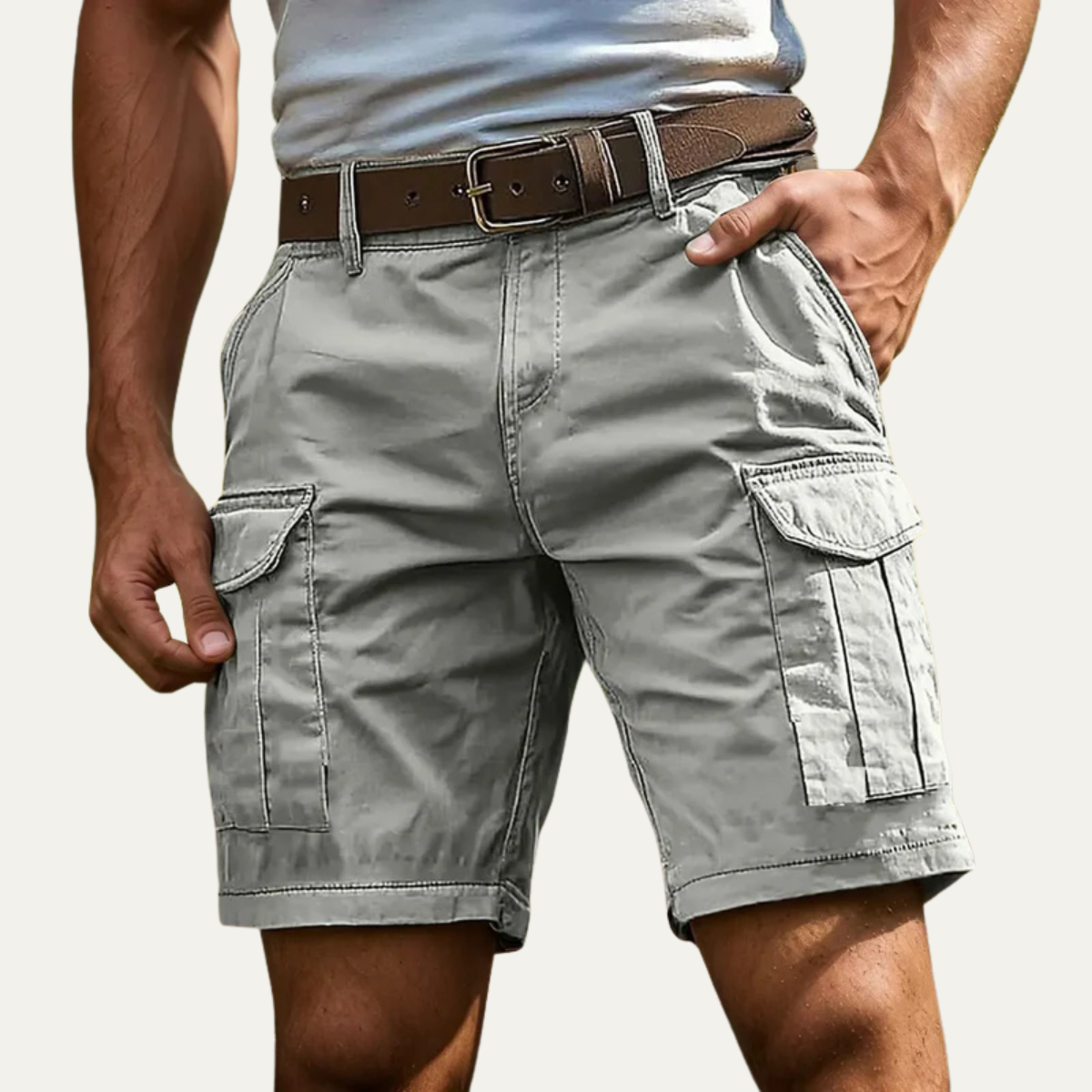 Kai | Men's Cargo Shorts Brown Utility Pockets